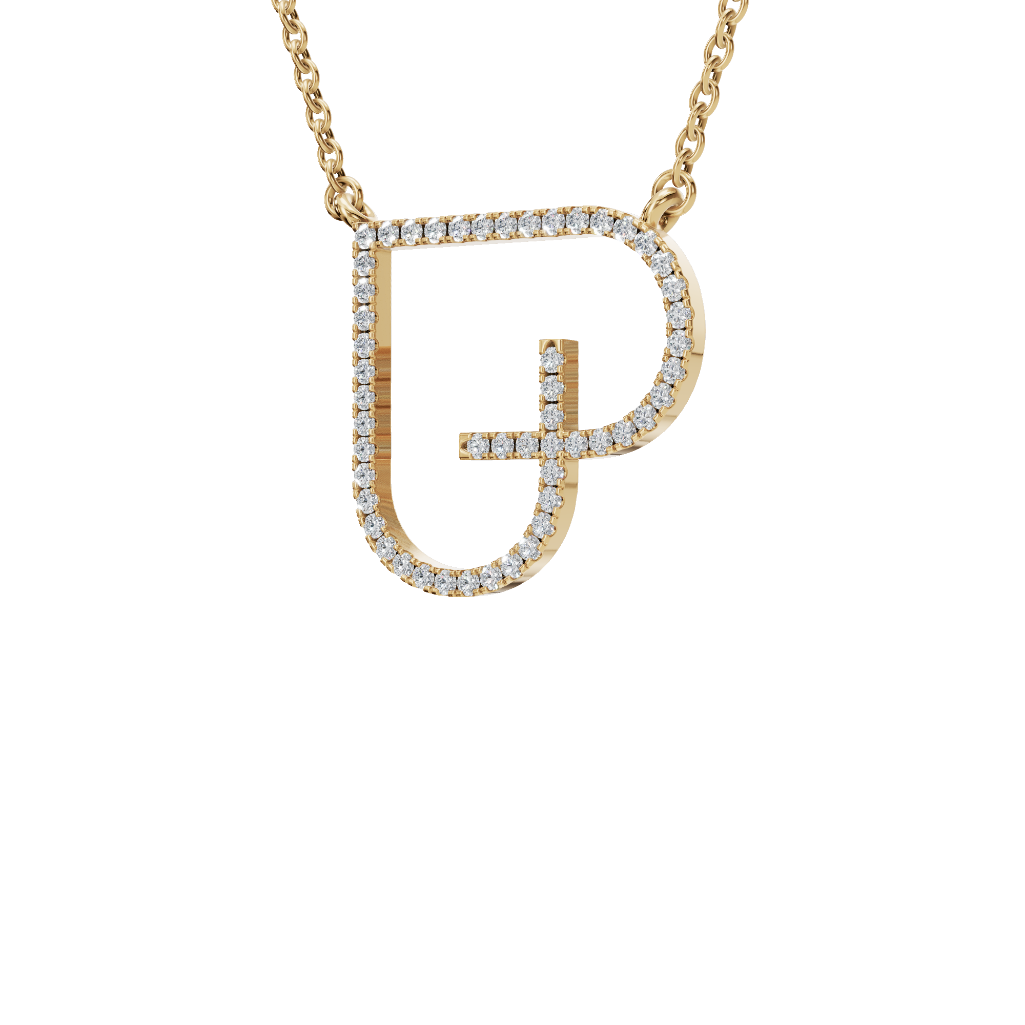Dazzling Letter Heart Pendant – Modern Gold Diamond Necklace for Summer Festivals