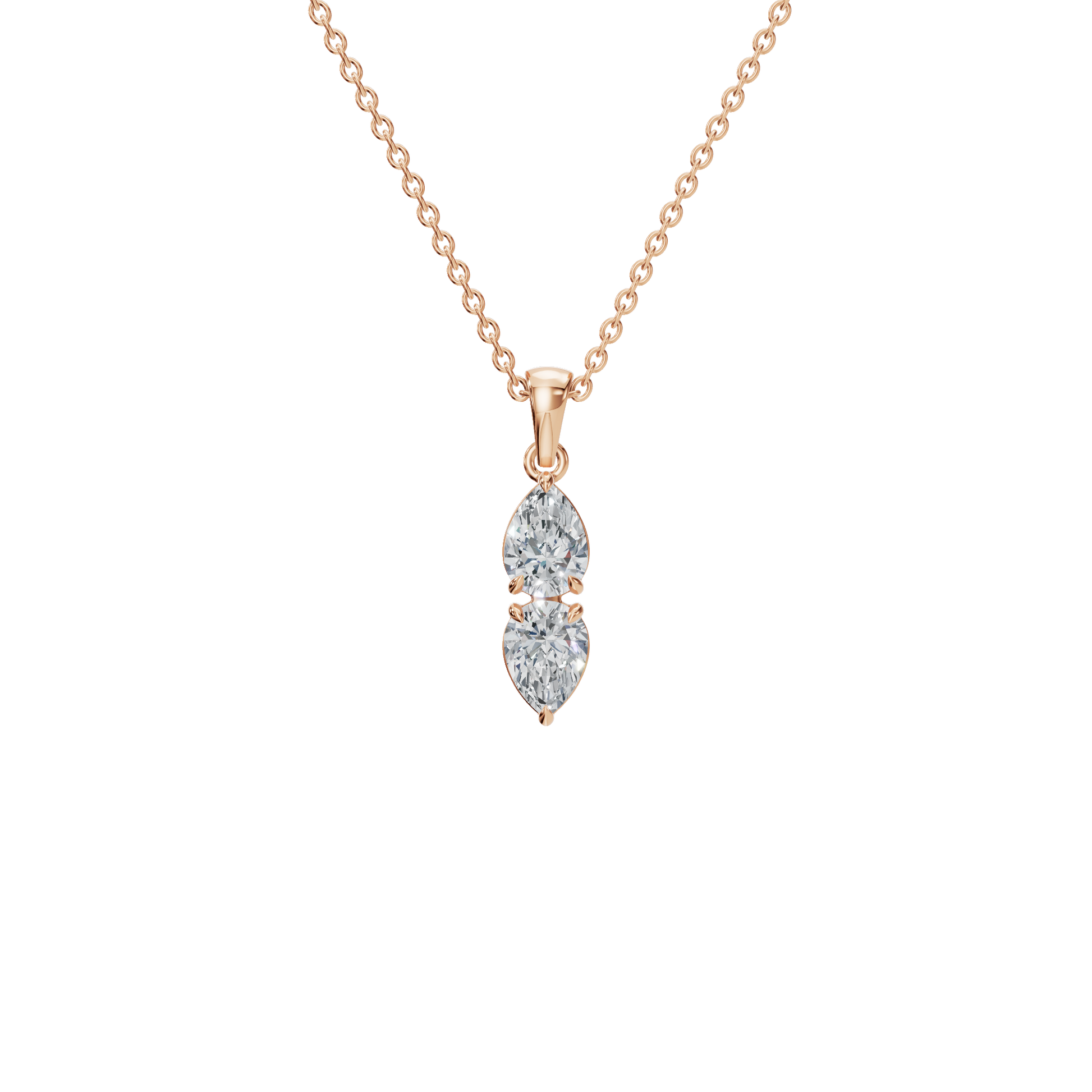 1.29 CTW Double Pear Cut Lab-Grown Diamond Drop Pendant Necklace
