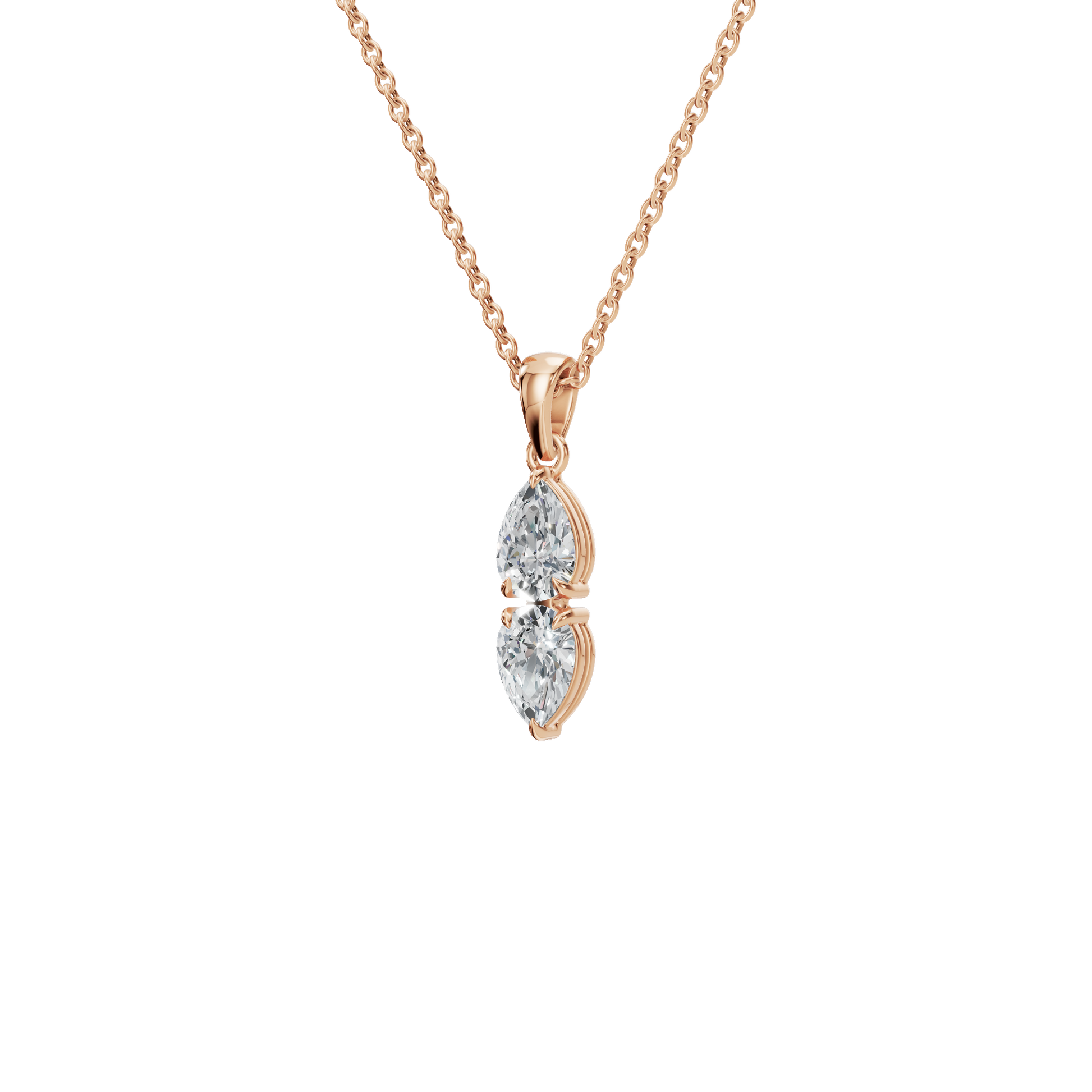 1.29 CTW Double Pear Cut Lab-Grown Diamond Drop Pendant Necklace
