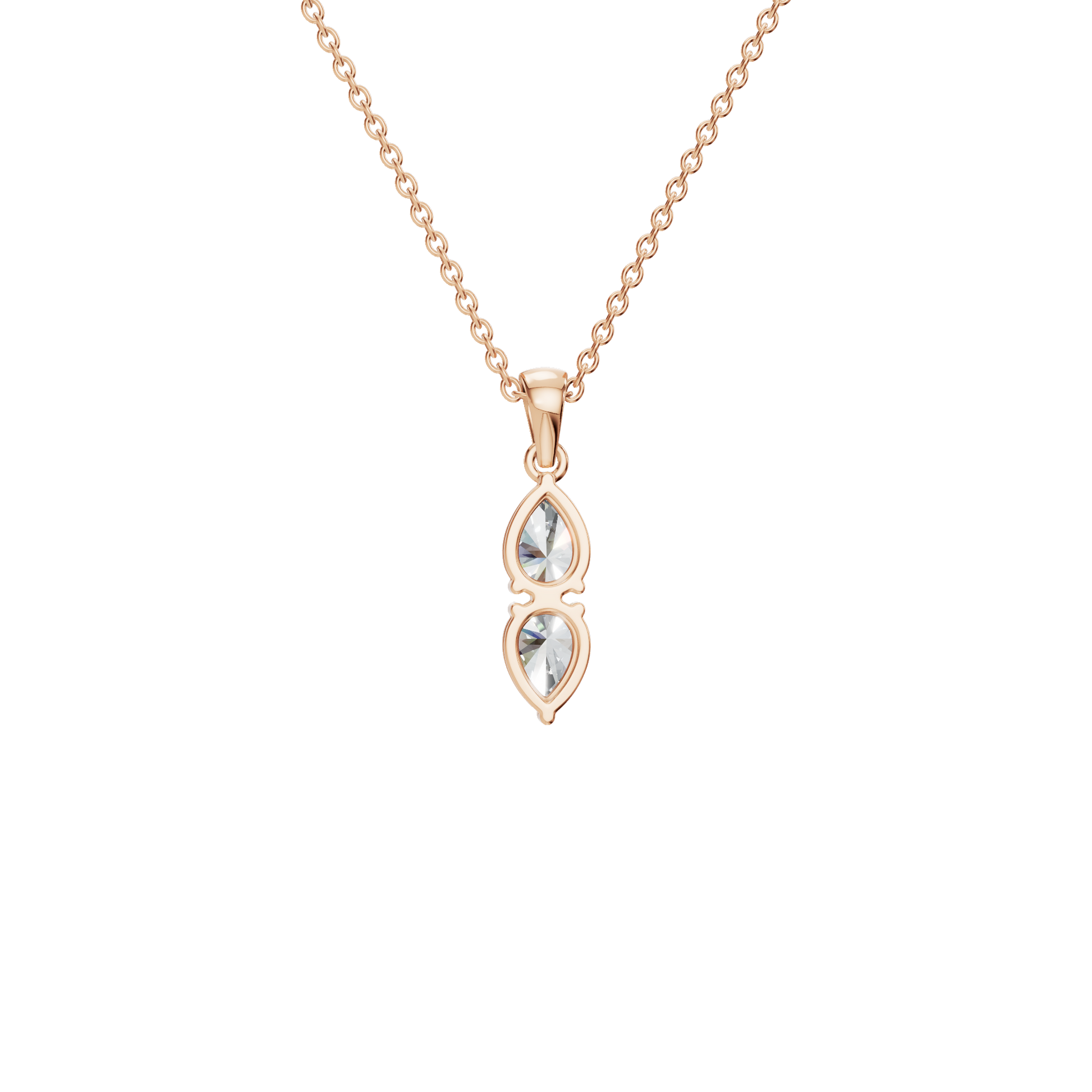 1.29 CTW Double Pear Cut Lab-Grown Diamond Drop Pendant Necklace