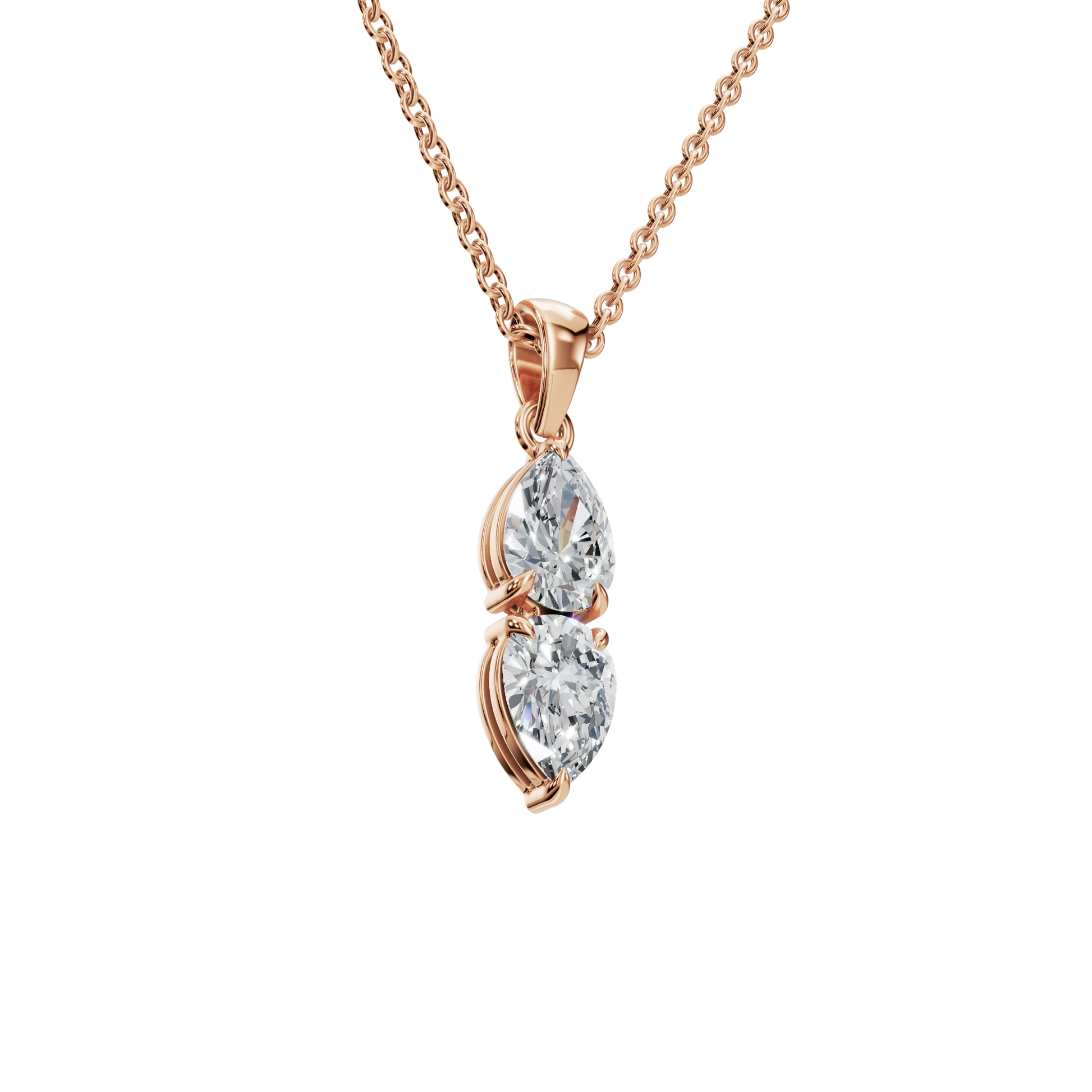 1.29 CTW Double Pear Cut Lab-Grown Diamond Drop Pendant Necklace