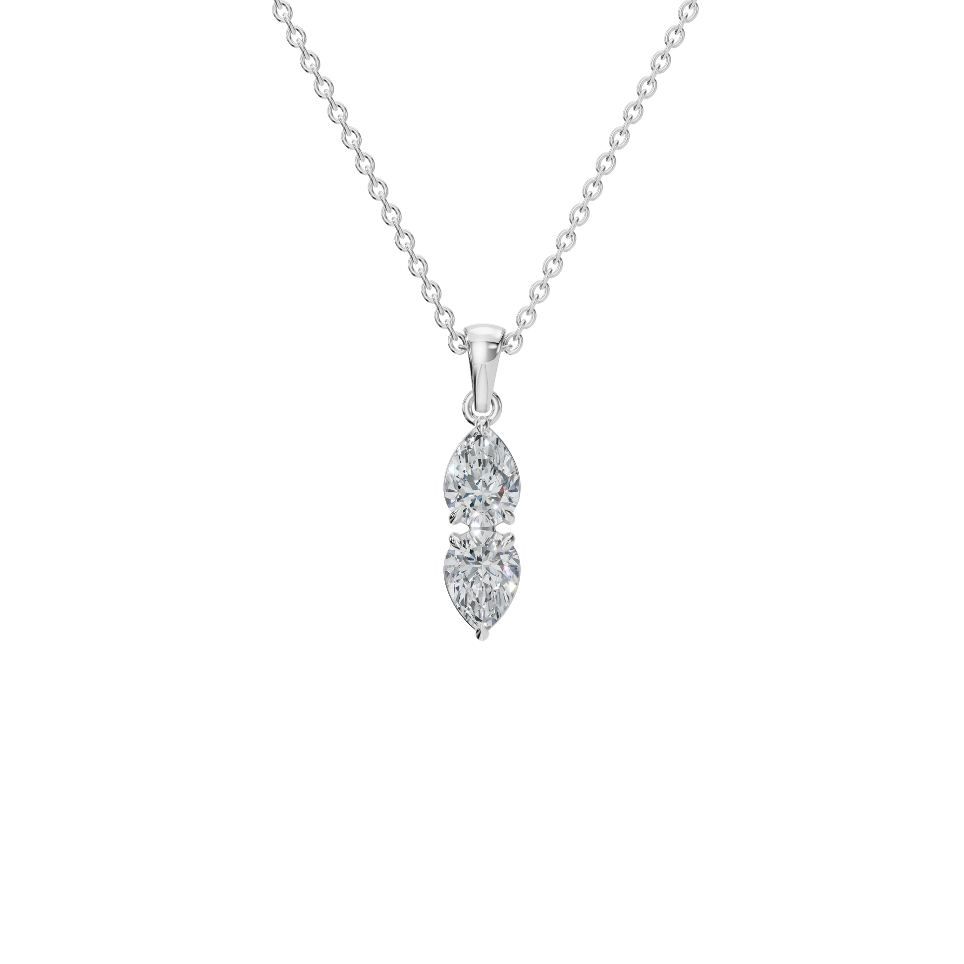1.29 CTW Double Pear Cut Lab-Grown Diamond Drop Pendant Necklace