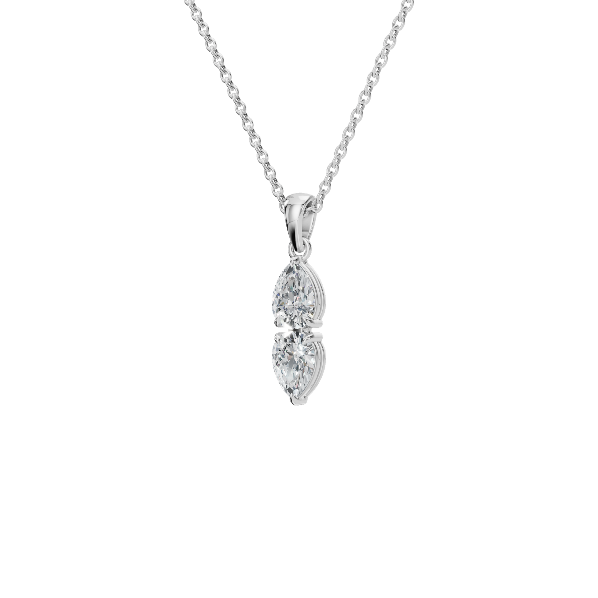 1.29 CTW Double Pear Cut Lab-Grown Diamond Drop Pendant Necklace