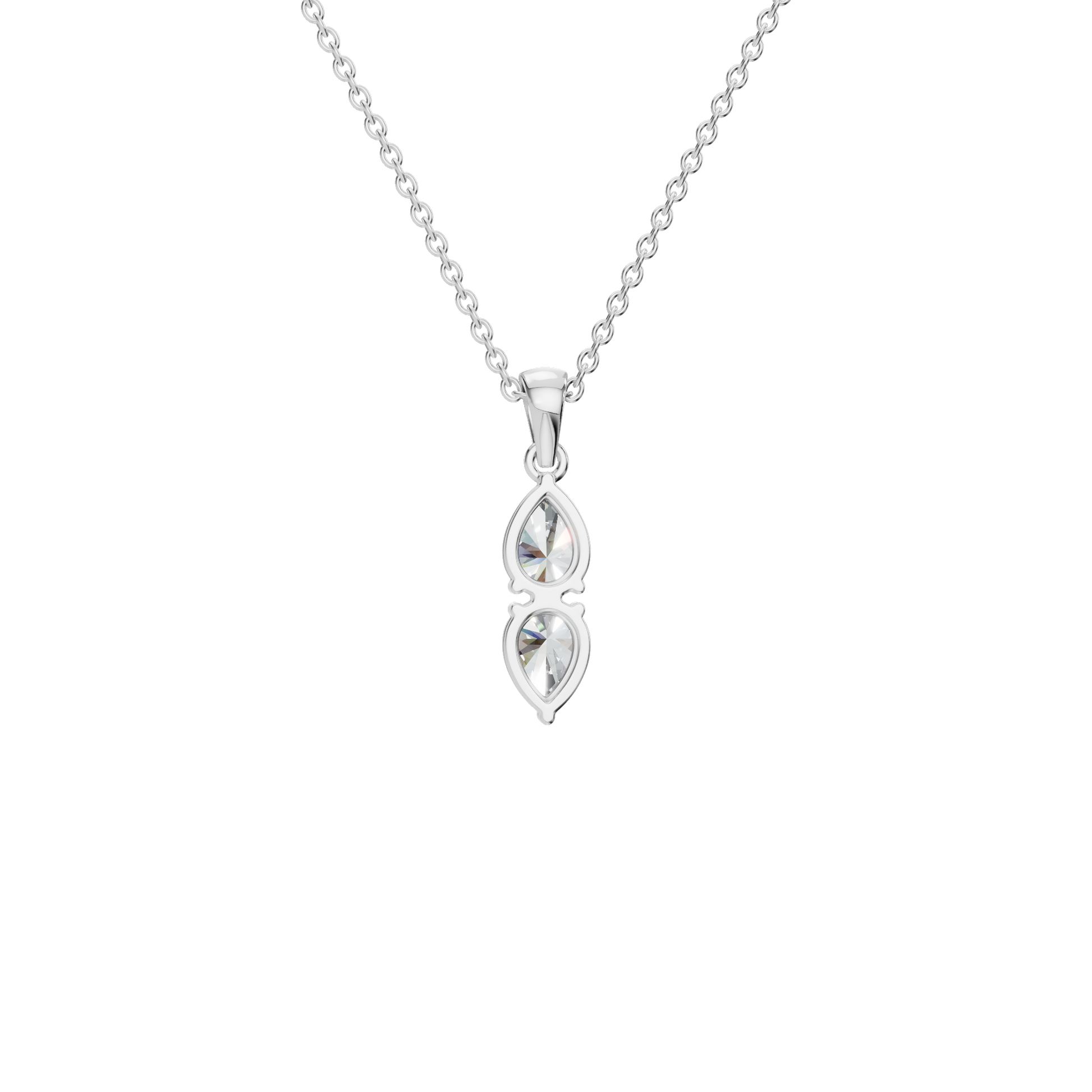 1.29 CTW Double Pear Cut Lab-Grown Diamond Drop Pendant Necklace