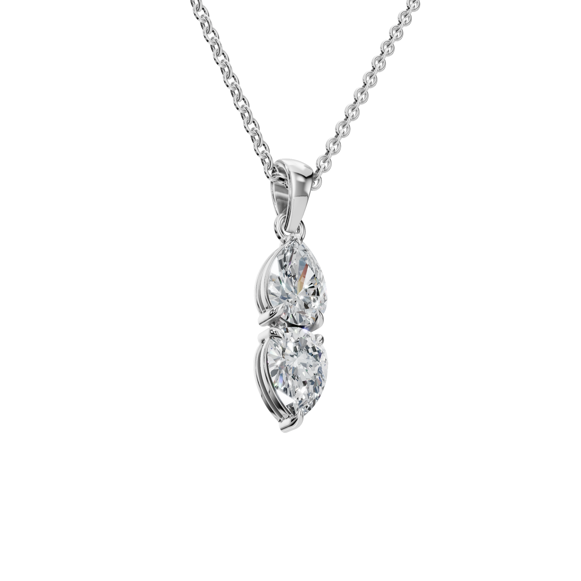 1.29 CTW Double Pear Cut Lab-Grown Diamond Drop Pendant Necklace