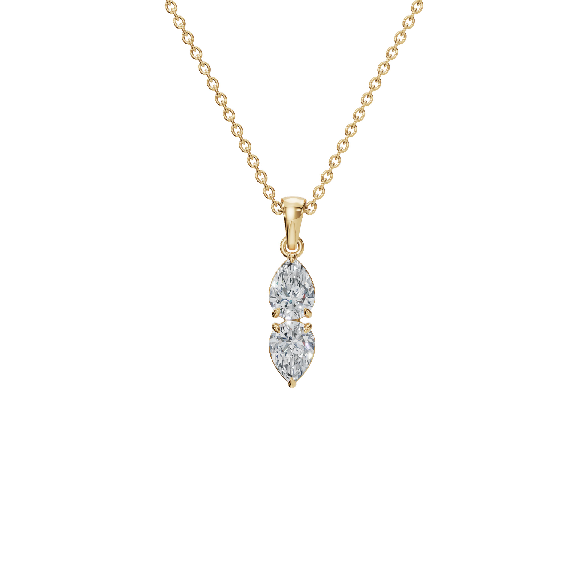 1.29 CTW Double Pear Cut Lab-Grown Diamond Drop Pendant Necklace
