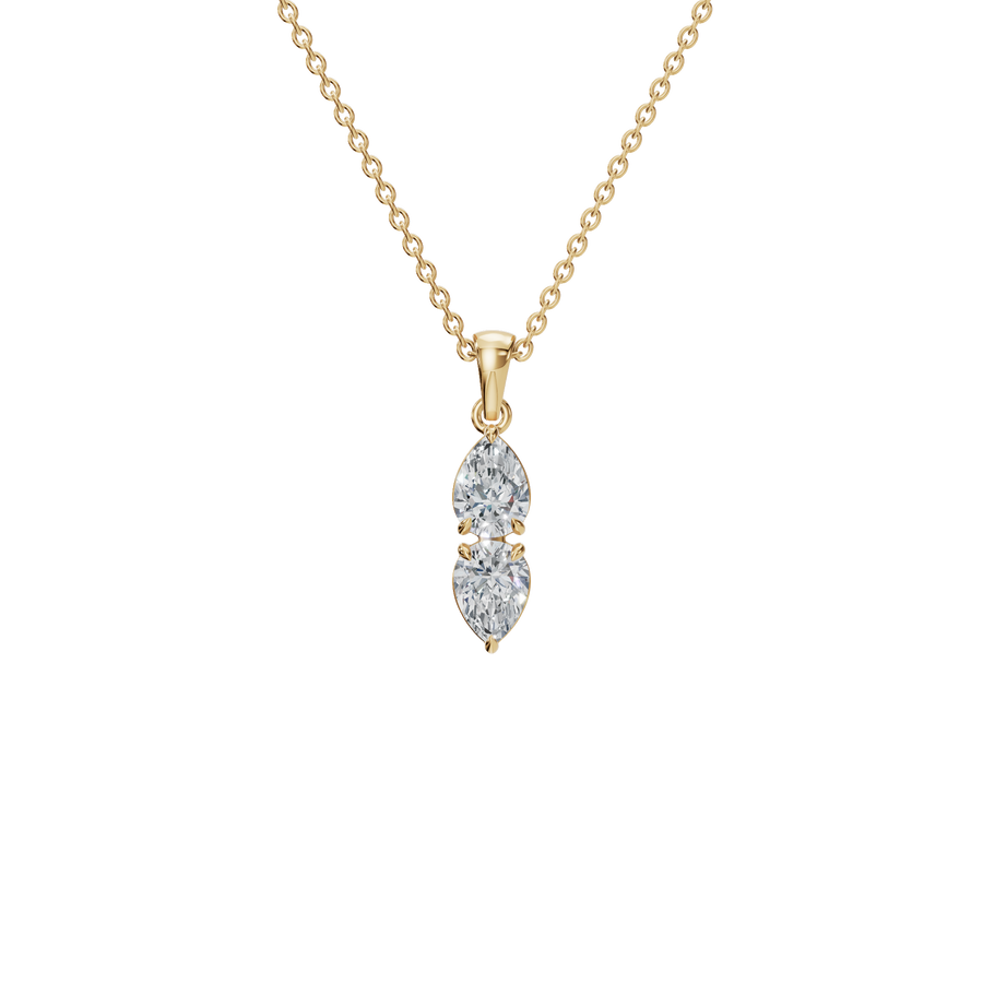 1.29 CTW Double Pear Cut Lab-Grown Diamond Drop Pendant Necklace