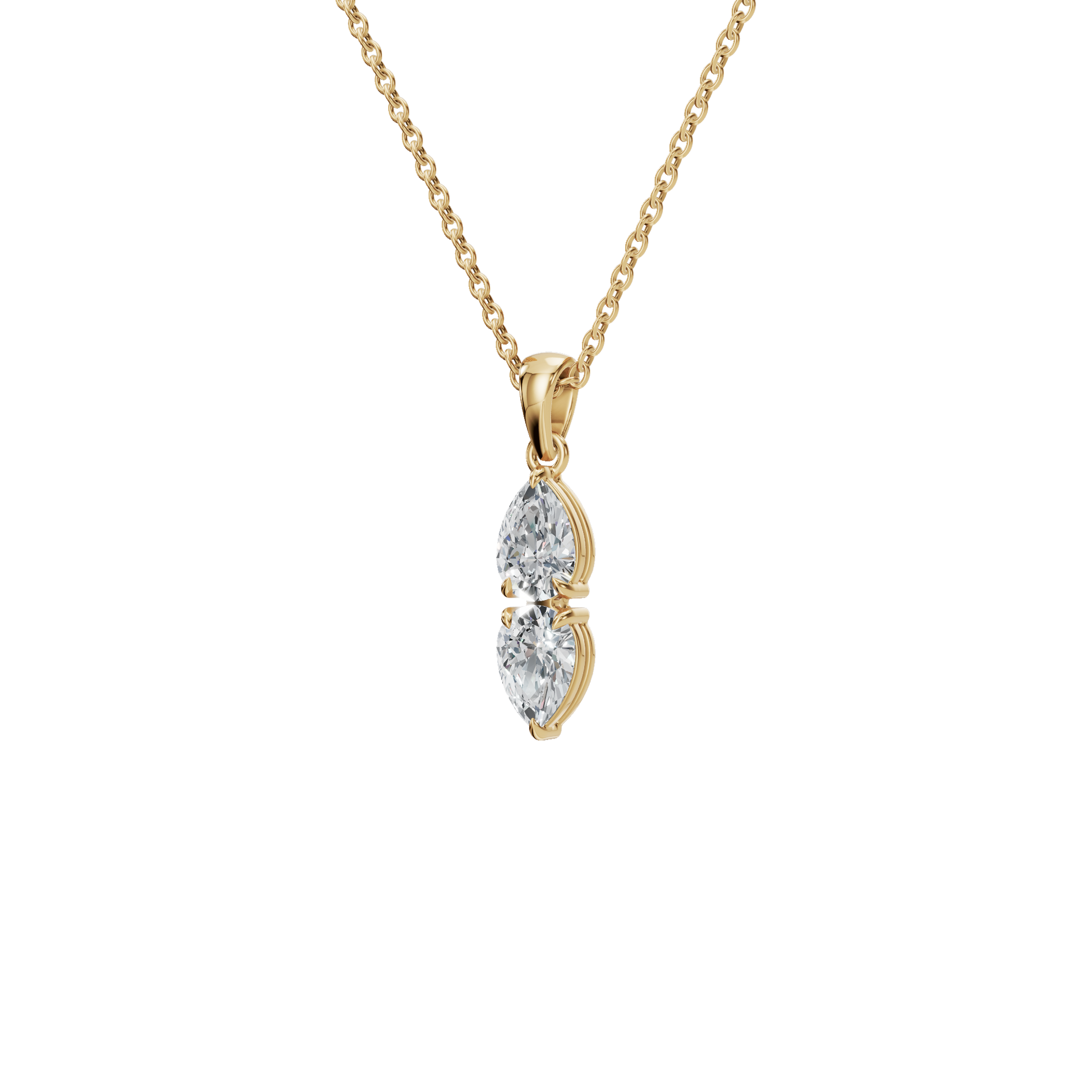 1.29 CTW Double Pear Cut Lab-Grown Diamond Drop Pendant Necklace
