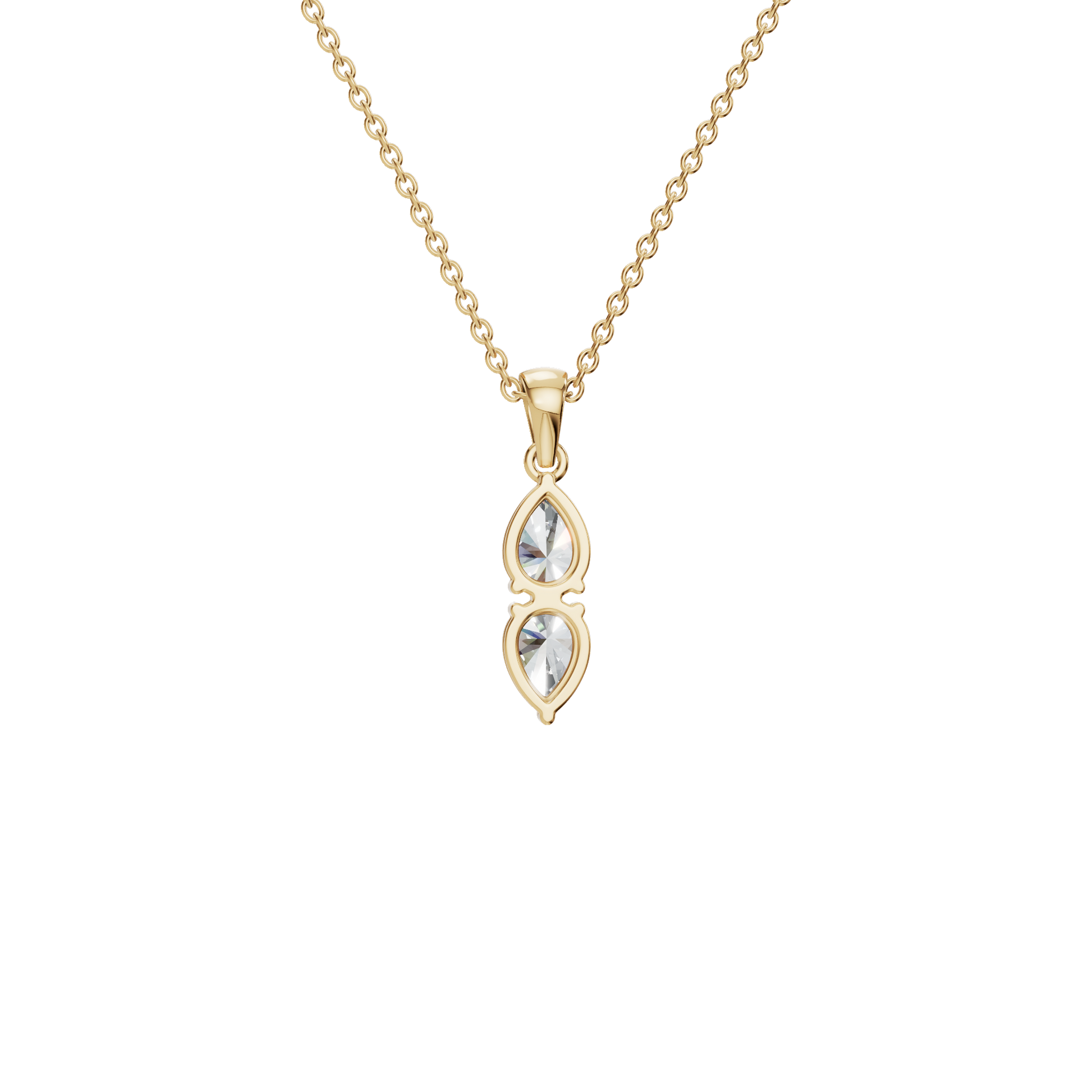 1.29 CTW Double Pear Cut Lab-Grown Diamond Drop Pendant Necklace