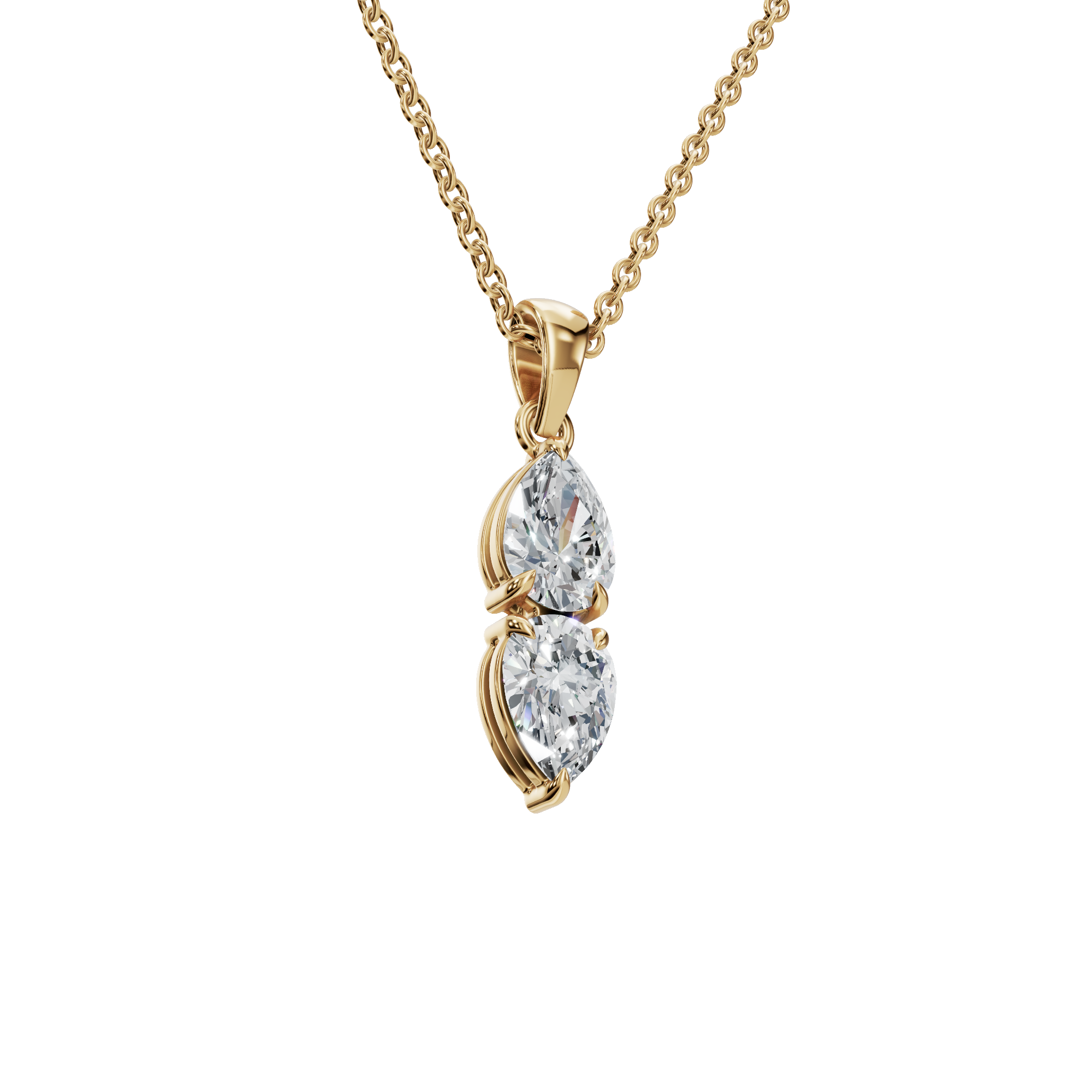 1.29 CTW Double Pear Cut Lab-Grown Diamond Drop Pendant Necklace