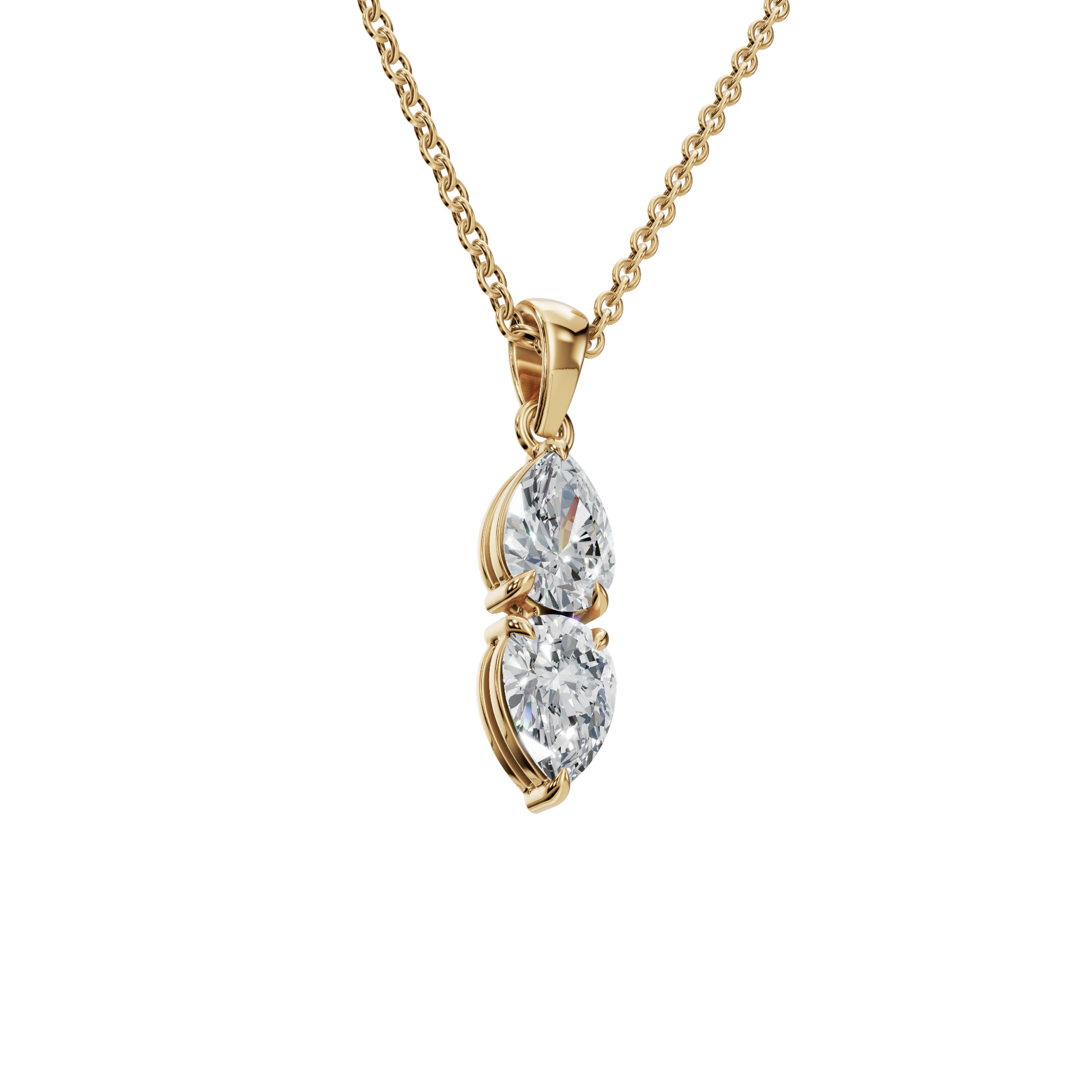1.29 CTW Double Pear Cut Lab-Grown Diamond Drop Pendant Necklace