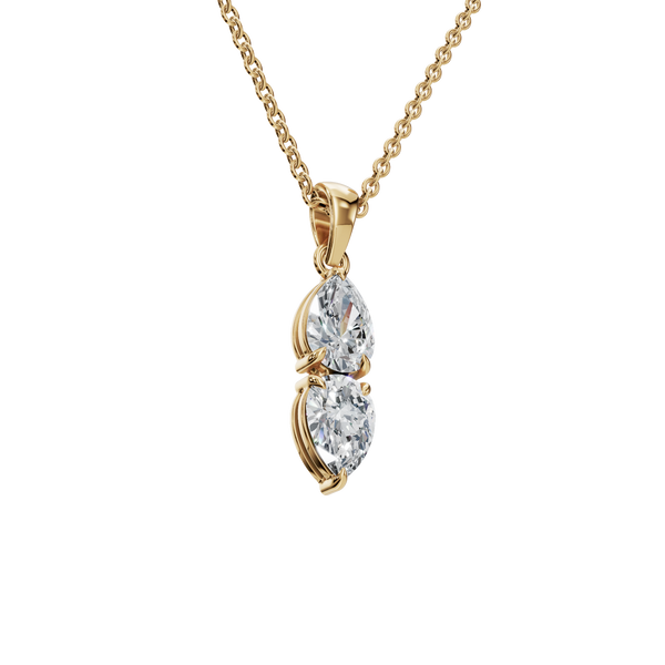 1.29 CTW Double Pear Cut Lab-Grown Diamond Drop Pendant Necklace