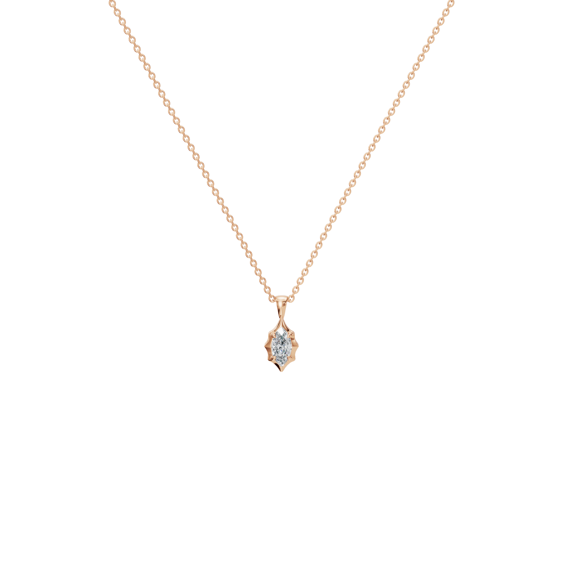 1Ctw Signature Marquise Diamond Solitaire Pendant Necklace