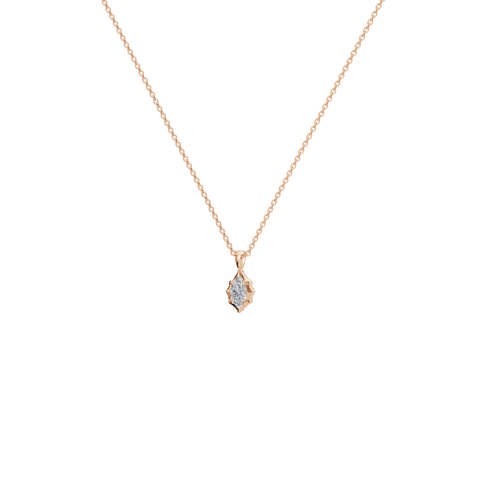1Ctw Signature Marquise Diamond Solitaire Pendant Necklace