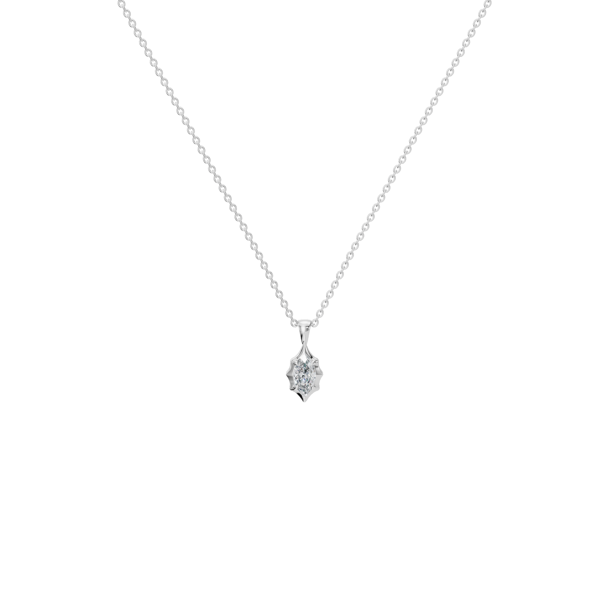 1Ctw Signature Marquise Diamond Solitaire Pendant Necklace