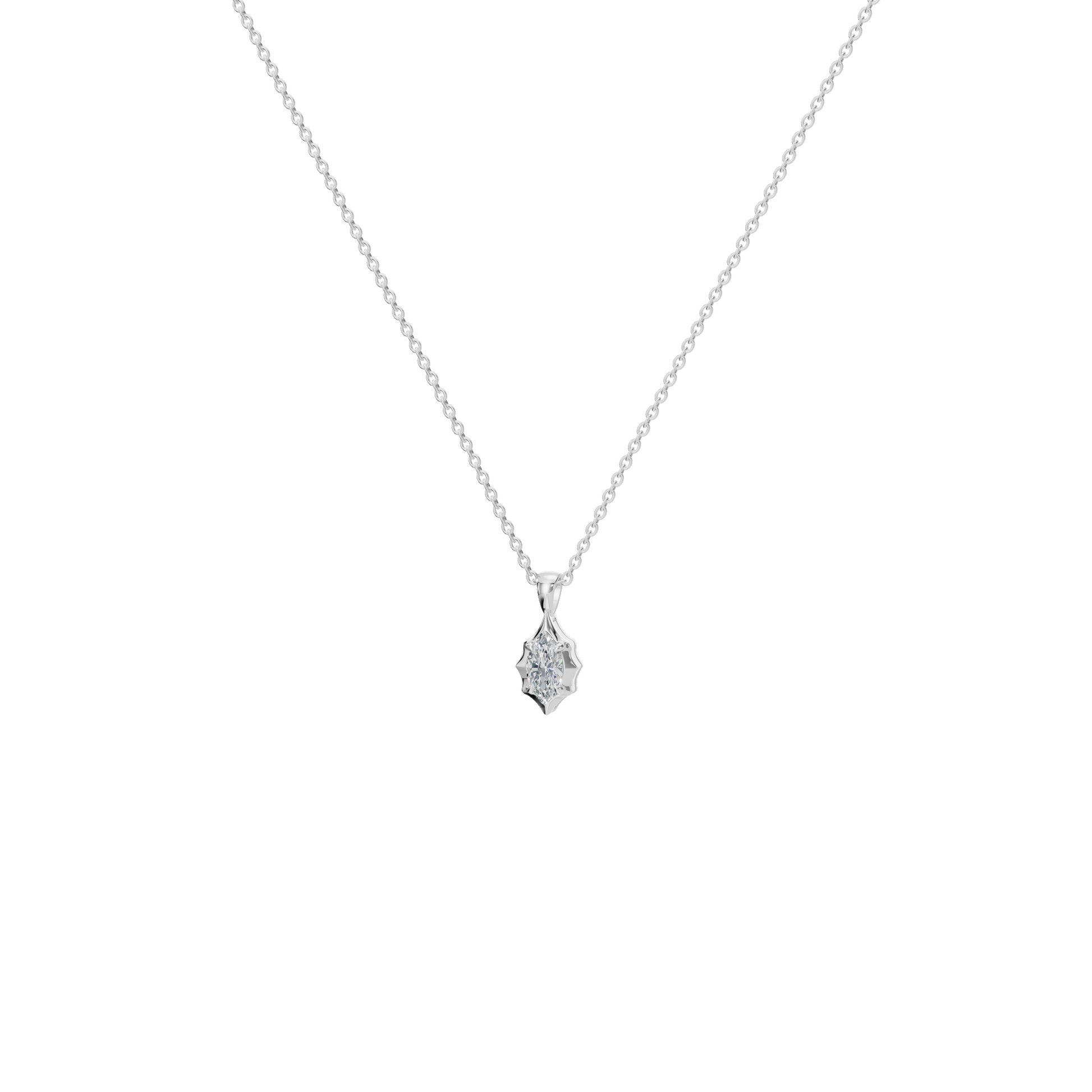 1Ctw Signature Marquise Diamond Solitaire Pendant Necklace