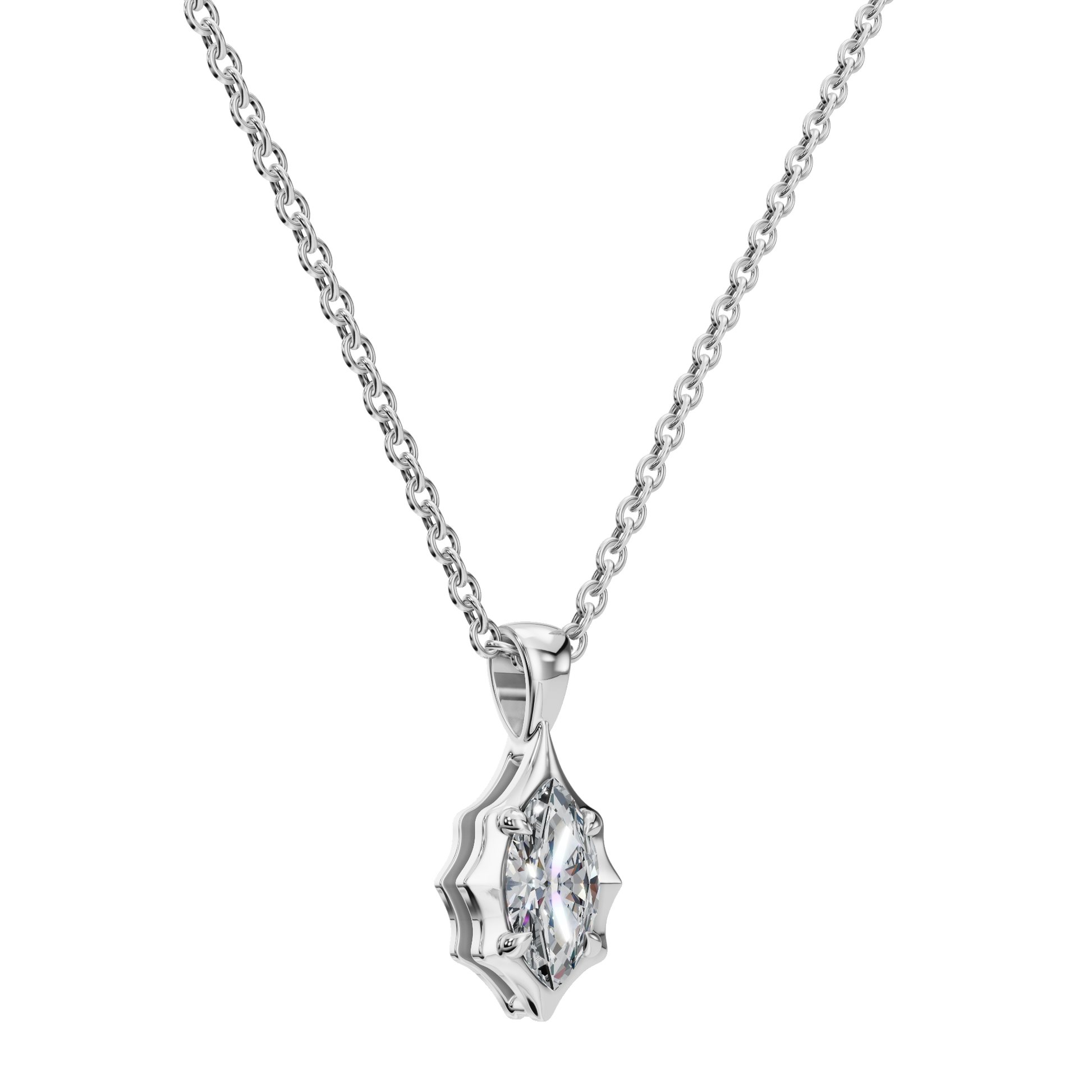 1Ctw Signature Marquise Diamond Solitaire Pendant Necklace