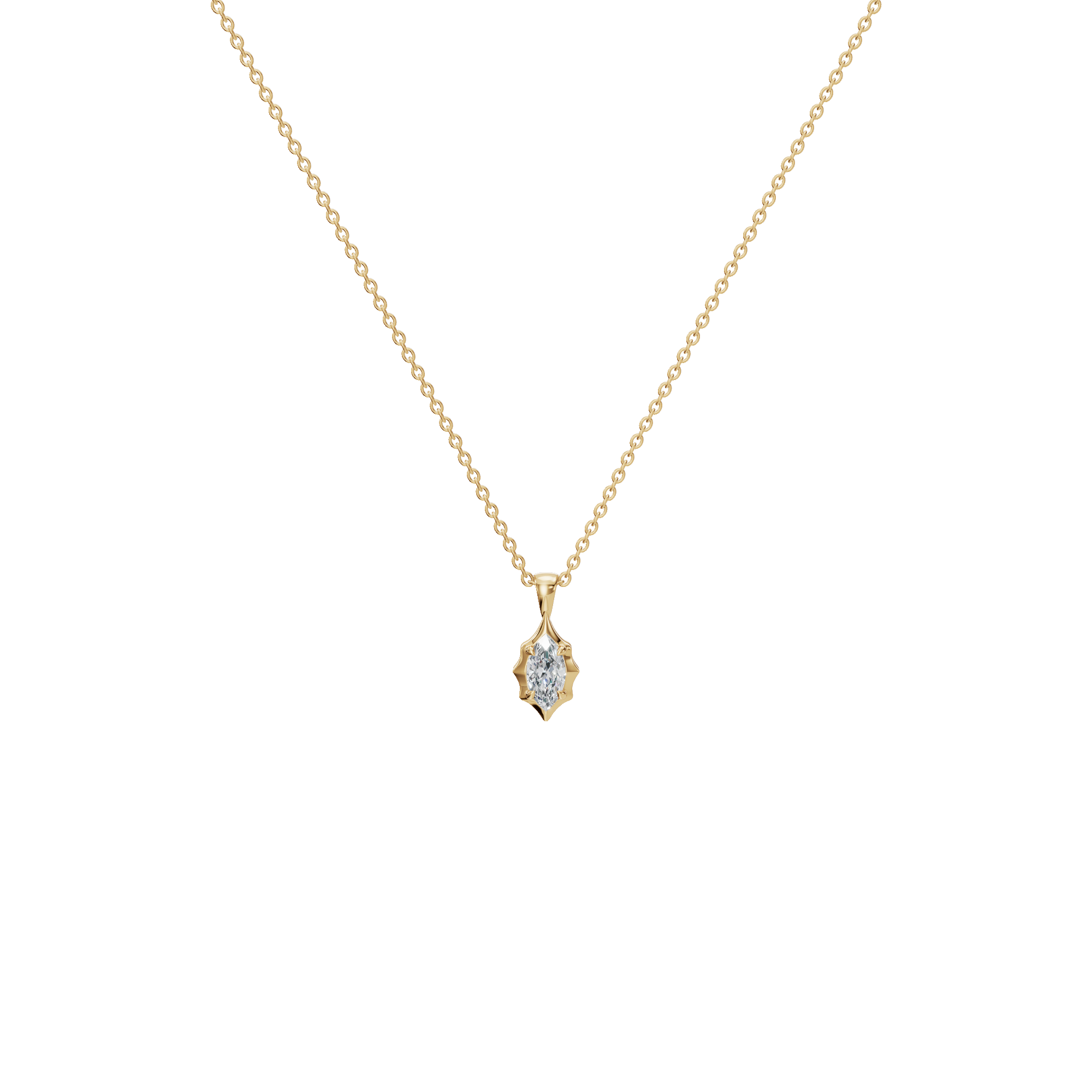 1Ctw Signature Marquise Diamond Solitaire Pendant Necklace