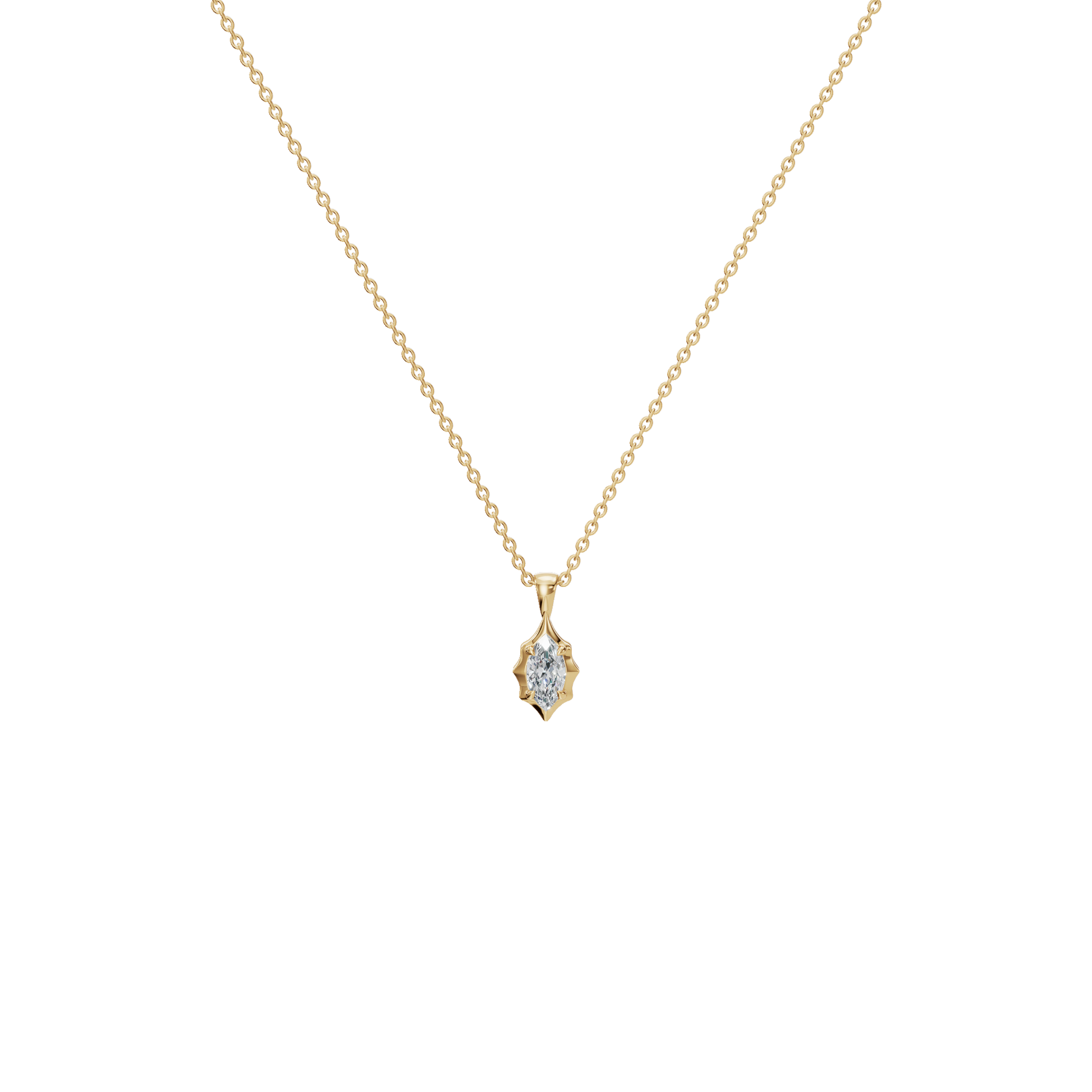 1Ctw Signature Marquise Diamond Solitaire Pendant Necklace