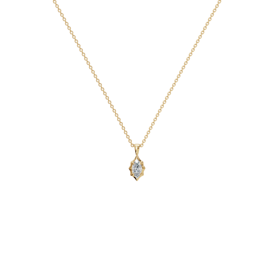 Minimalist Marquise Cut Lab Diamond Bezel Set Solitaire Pendant In Solid Gold