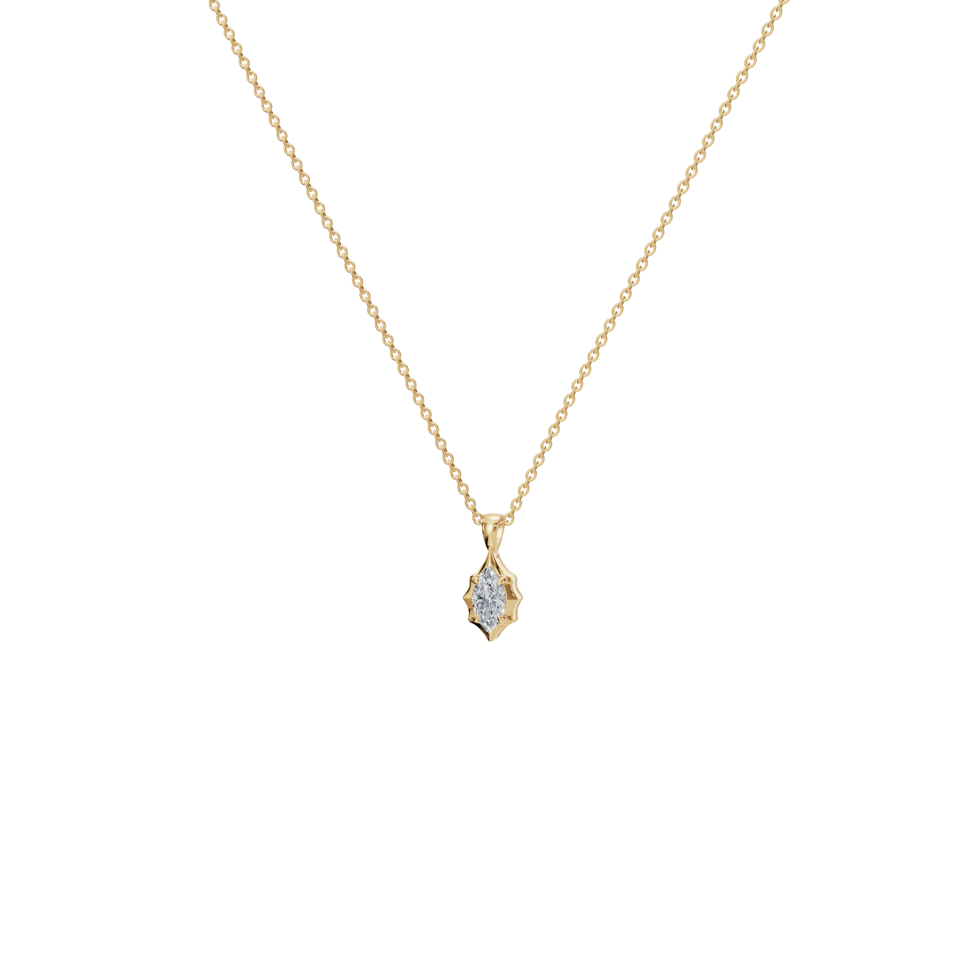 1Ctw Signature Marquise Diamond Solitaire Pendant Necklace