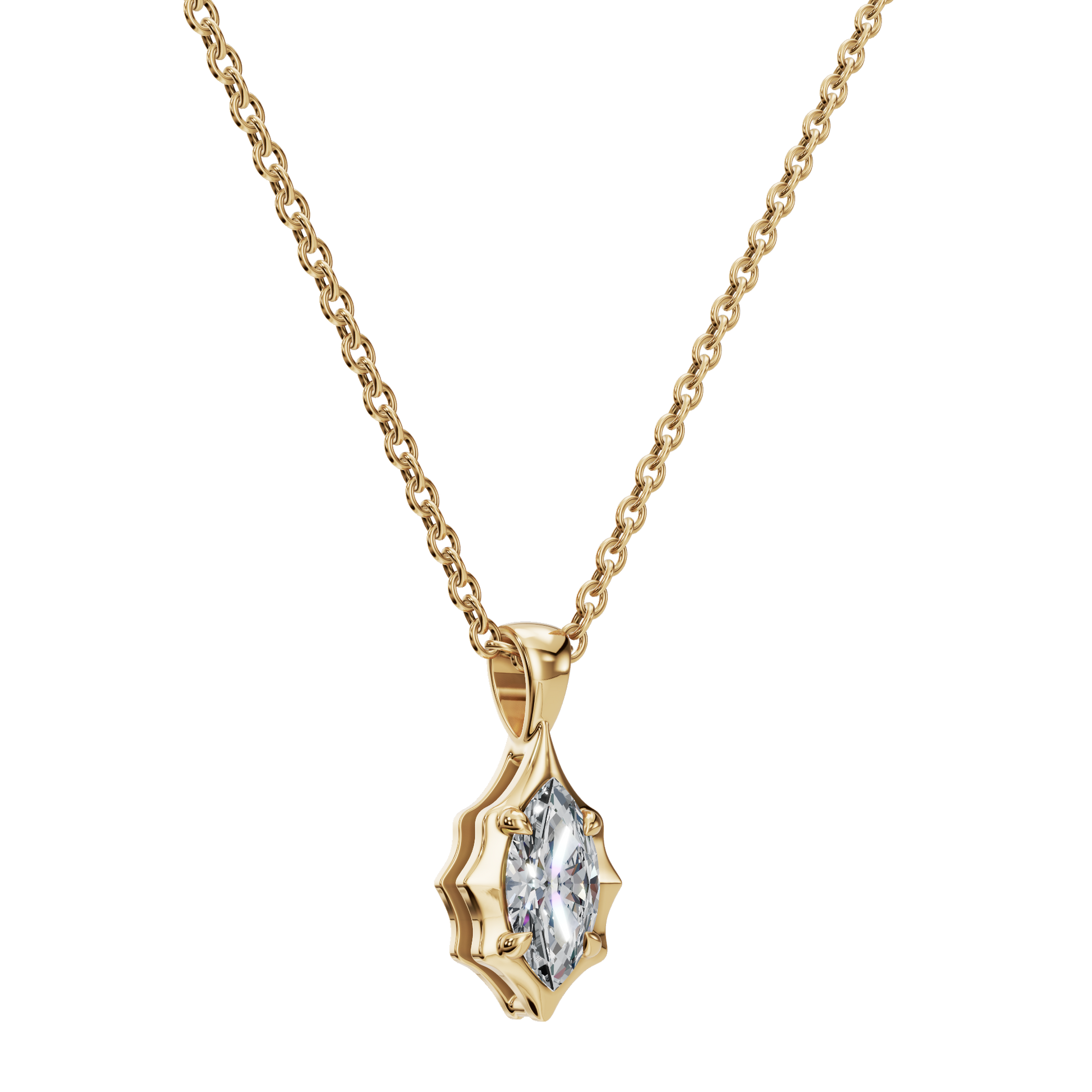 1Ctw Signature Marquise Diamond Solitaire Pendant Necklace