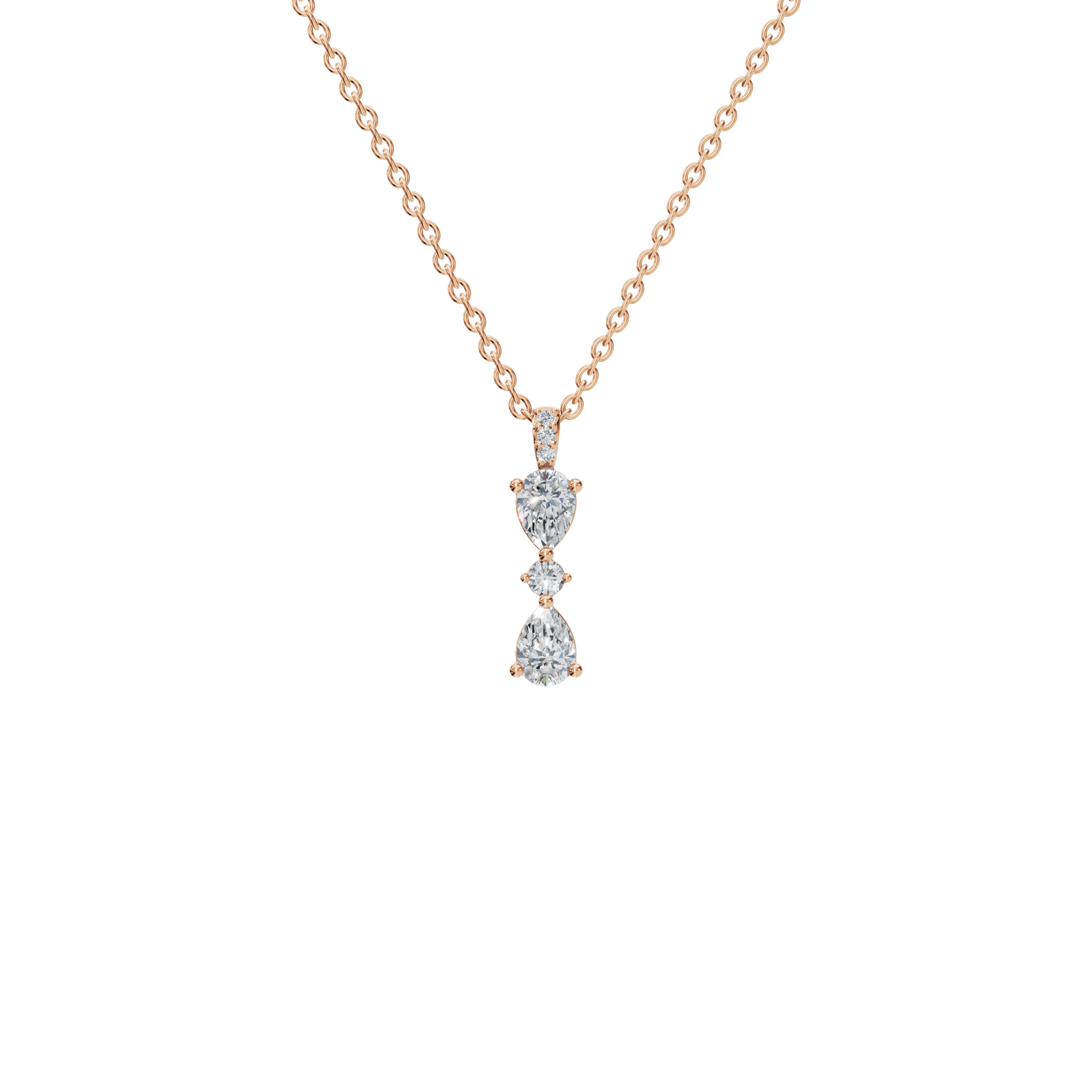 0.66 CTW Round & Pear Diamond Dangle Pendant Necklace