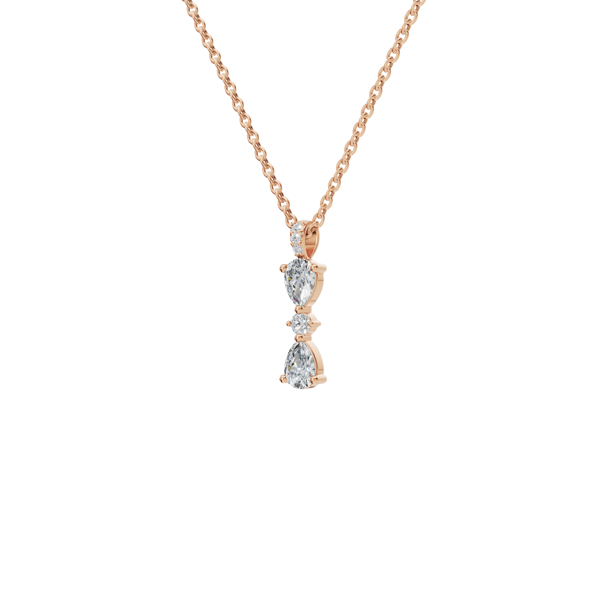 0.66 CTW Round & Pear Diamond Dangle Pendant Necklace