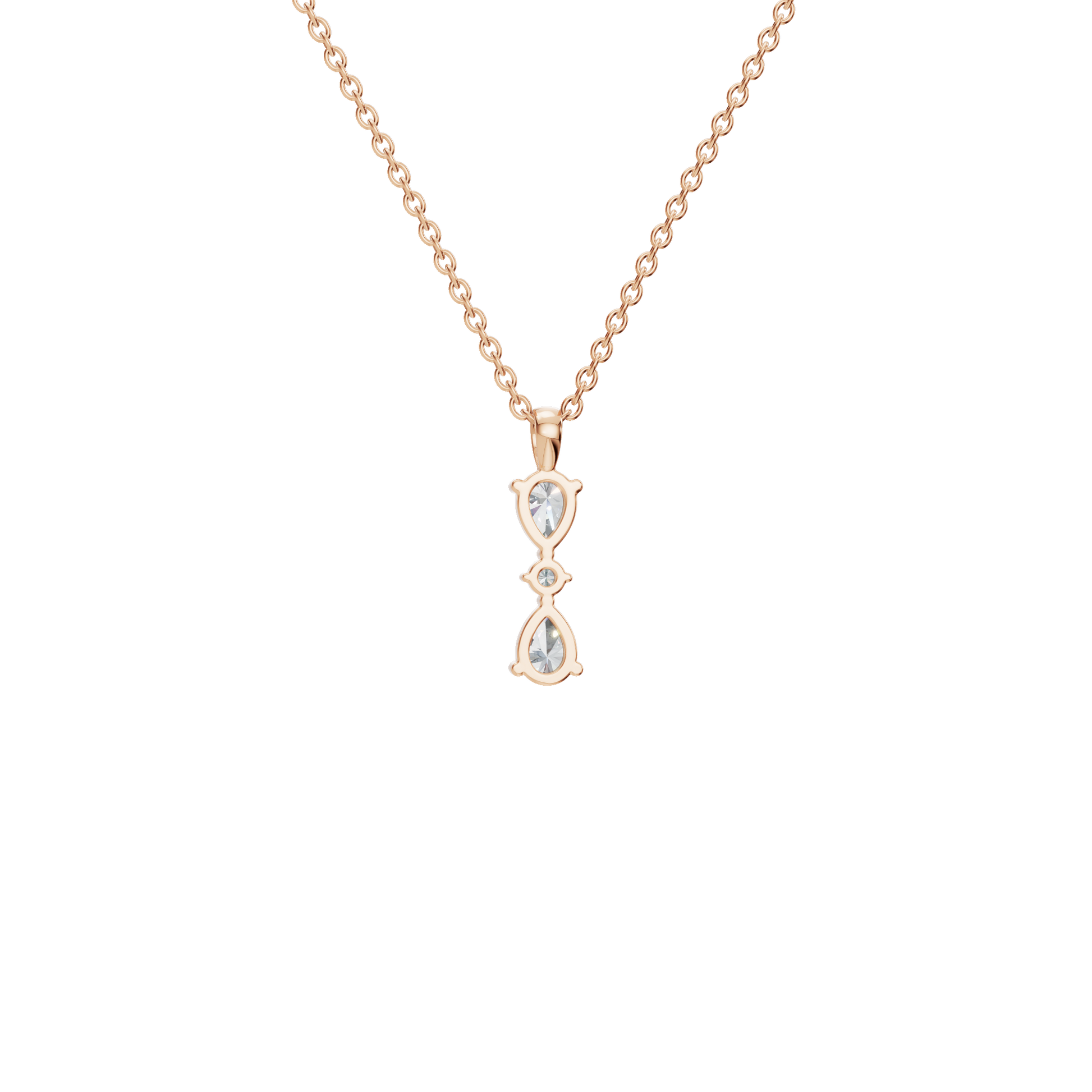 0.66 CTW Round & Pear Diamond Dangle Pendant Necklace