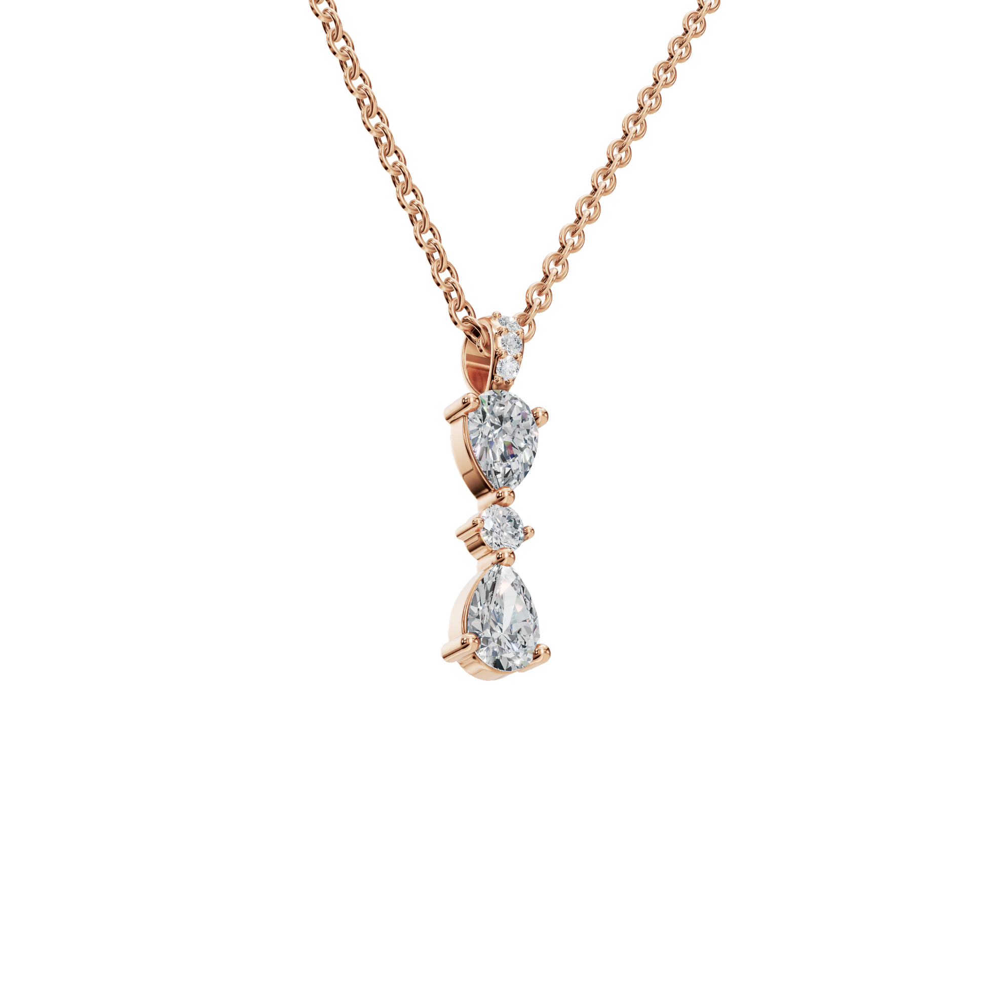 0.66 CTW Round & Pear Diamond Dangle Pendant Necklace