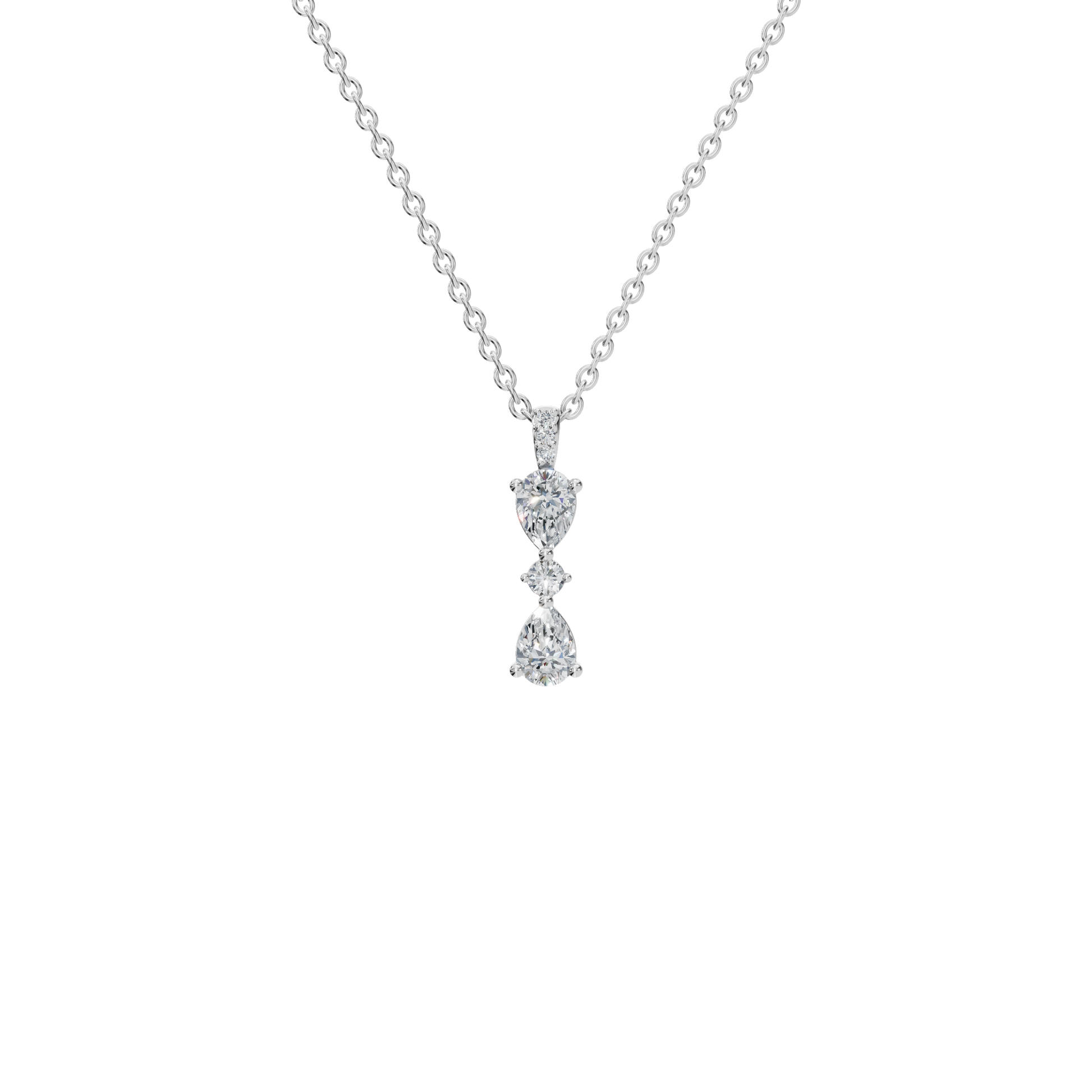 0.66 CTW Round & Pear Diamond Dangle Pendant Necklace