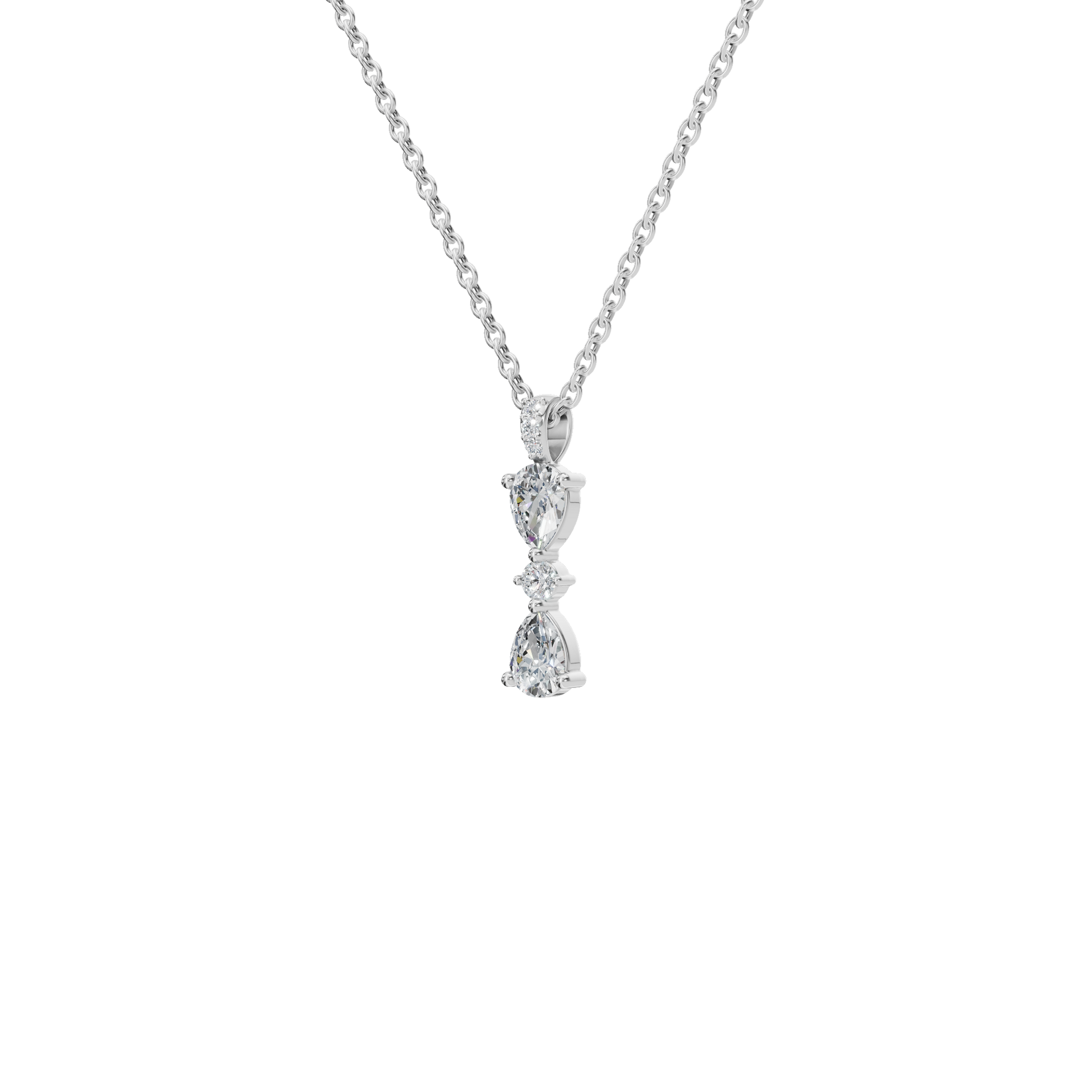 0.66 CTW Round & Pear Diamond Dangle Pendant Necklace