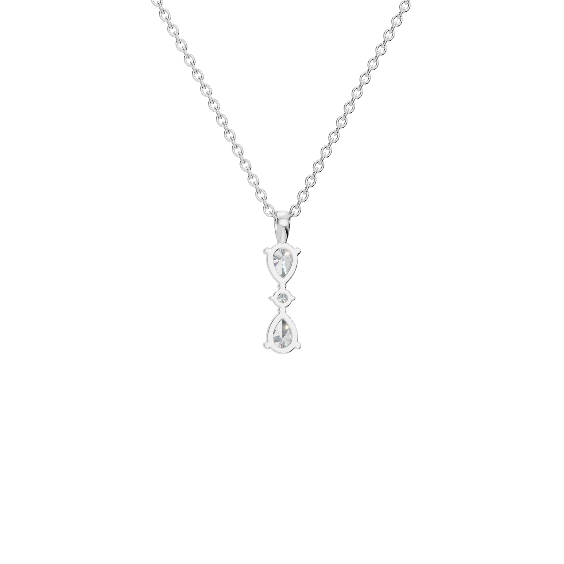 0.66 CTW Round & Pear Diamond Dangle Pendant Necklace