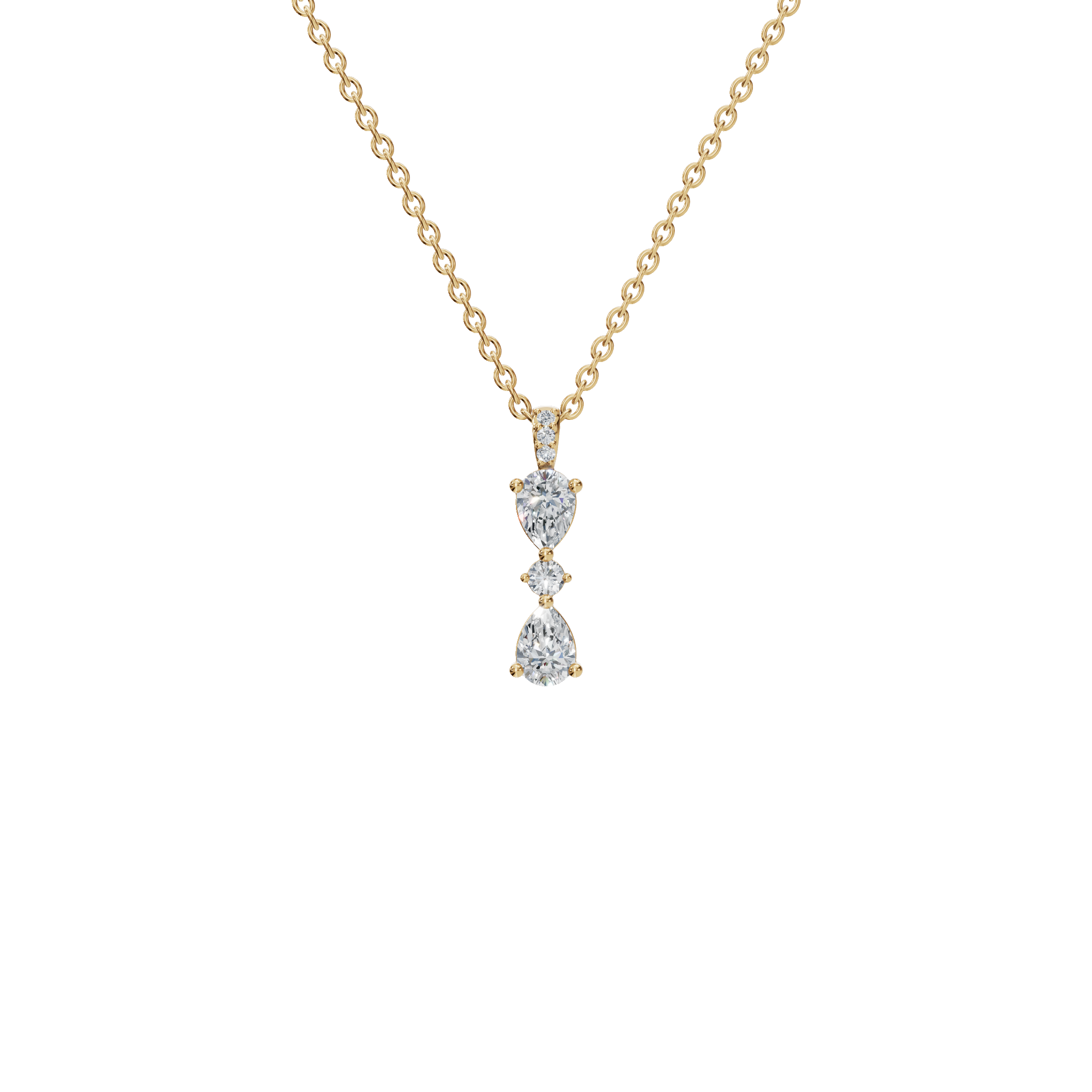 0.66 CTW Round & Pear Diamond Dangle Pendant Necklace