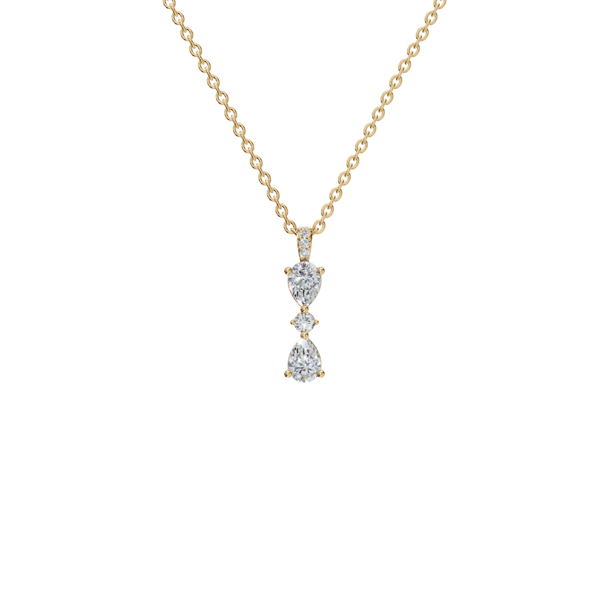 0.66 CTW Round & Pear Diamond Dangle Pendant Necklace