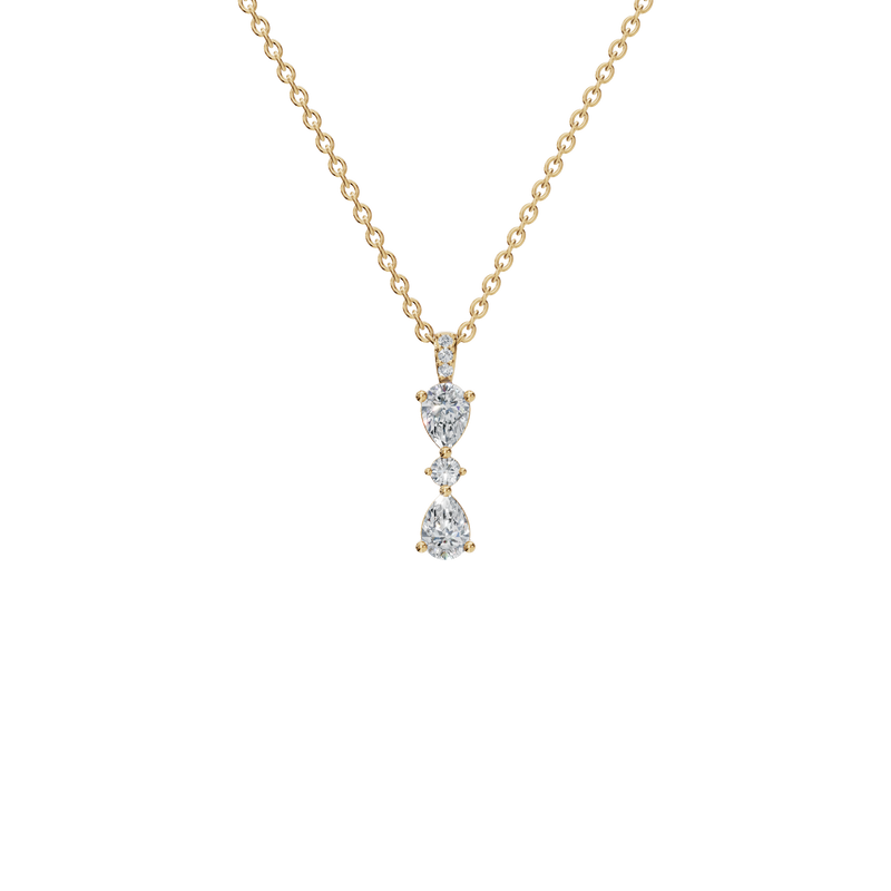 0.66 CTW Round & Pear Diamond Dangle Pendant