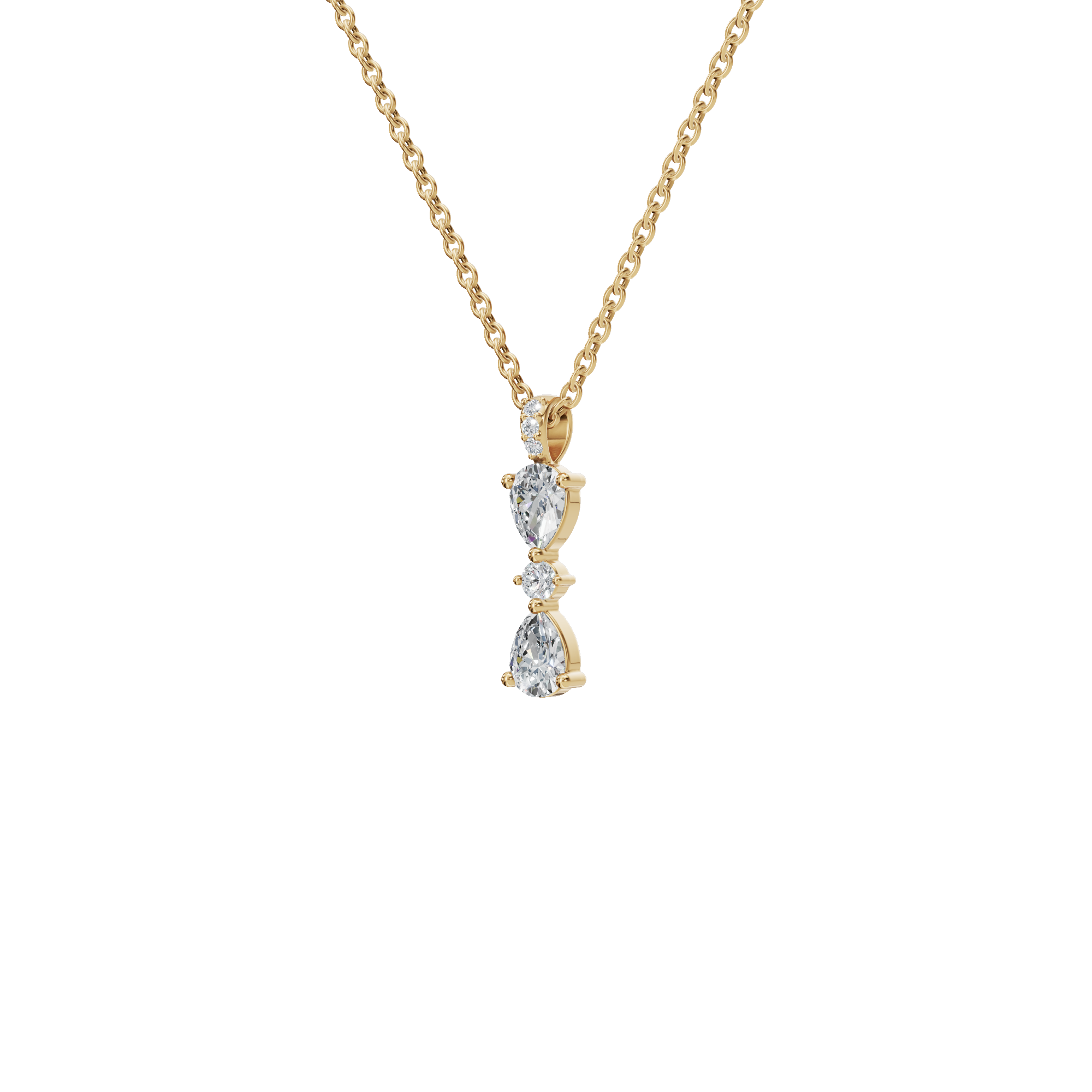 0.66 CTW Round & Pear Diamond Dangle Pendant Necklace