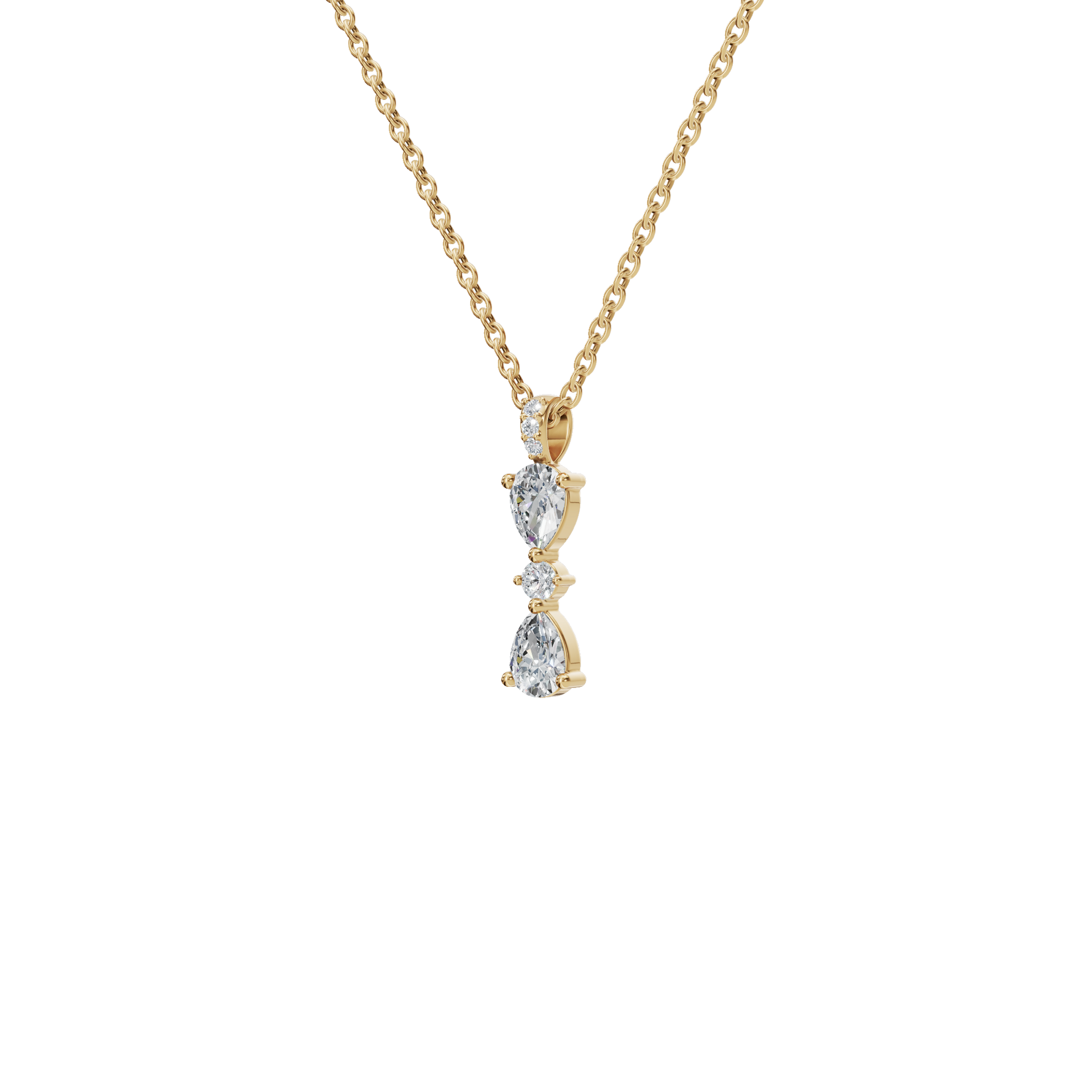 0.66 CTW Round & Pear Diamond Dangle Pendant Necklace