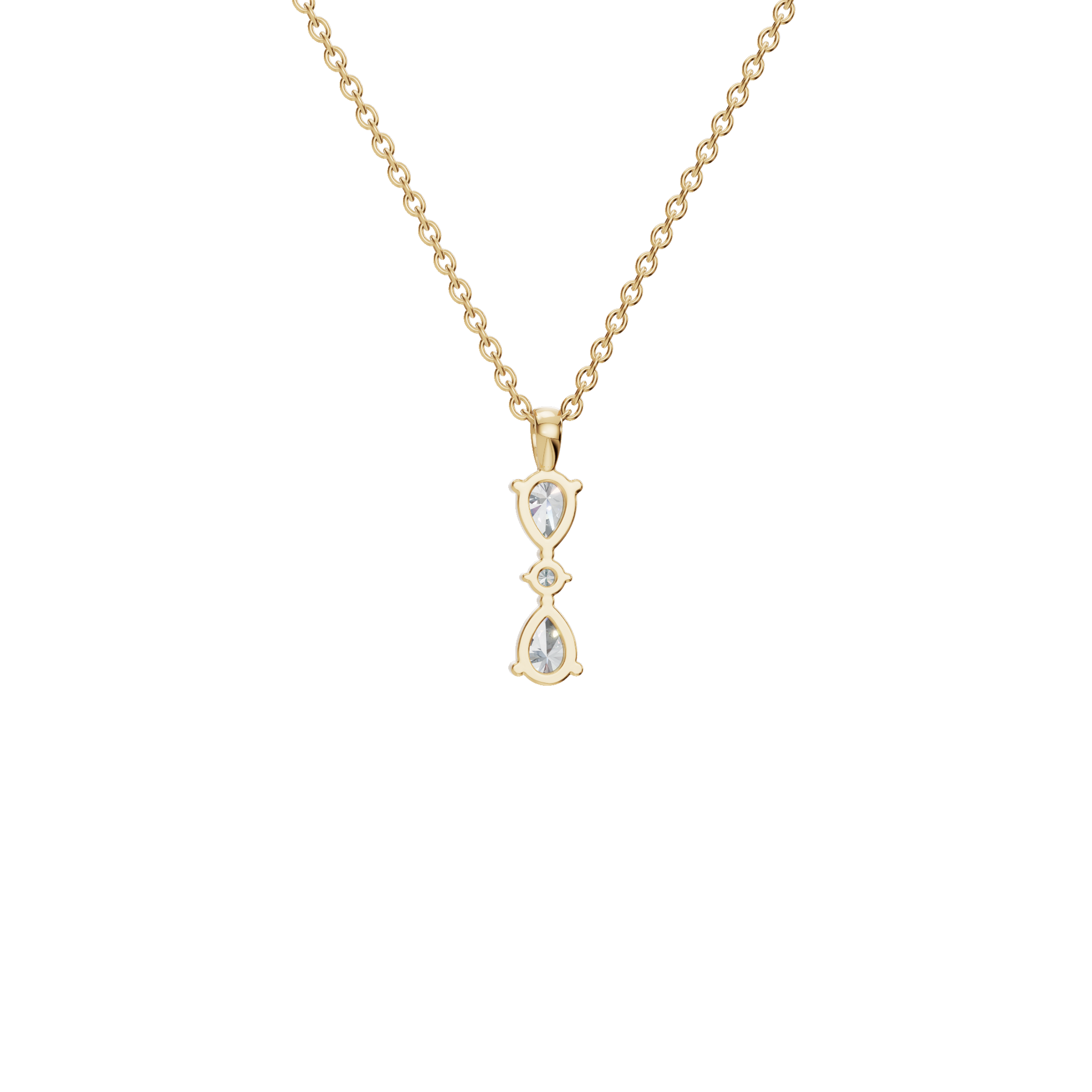 0.66 CTW Round & Pear Diamond Dangle Pendant Necklace