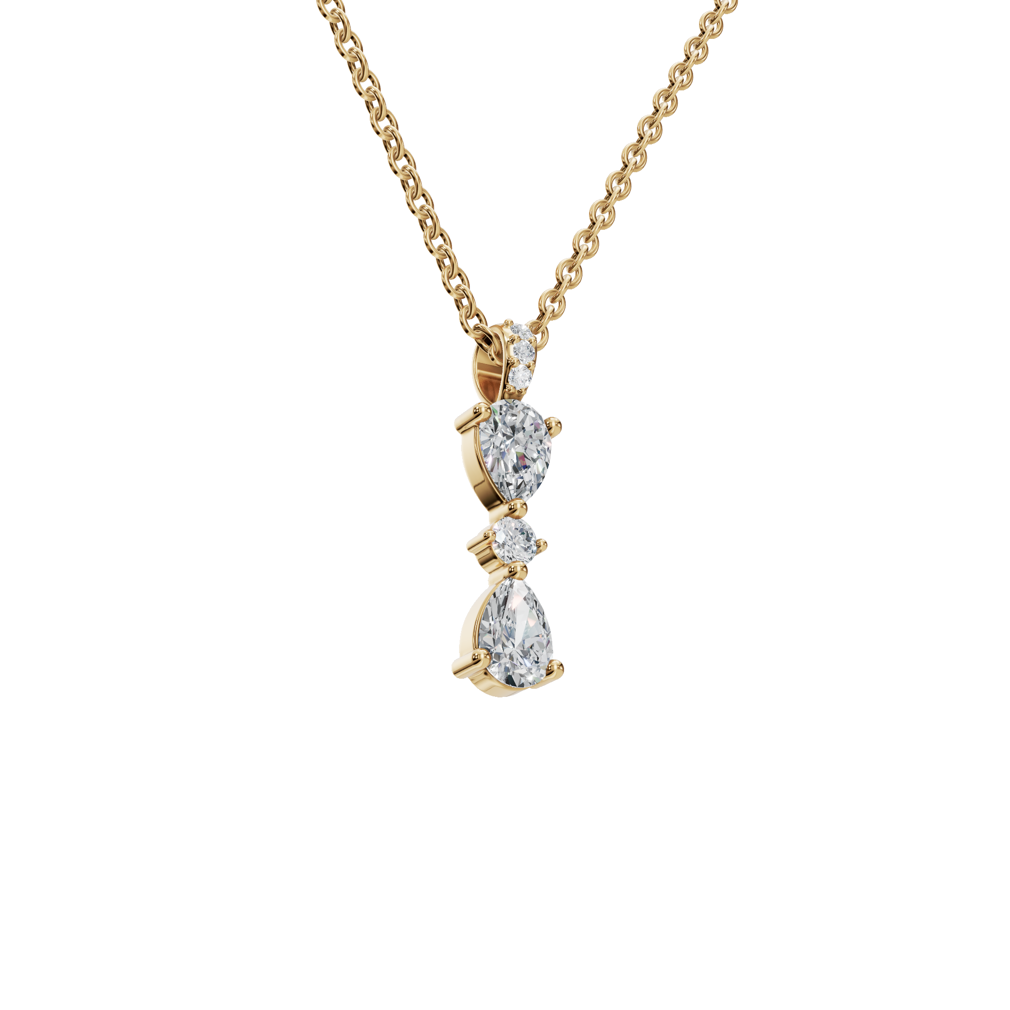0.66 CTW Round & Pear Diamond Dangle Pendant Necklace