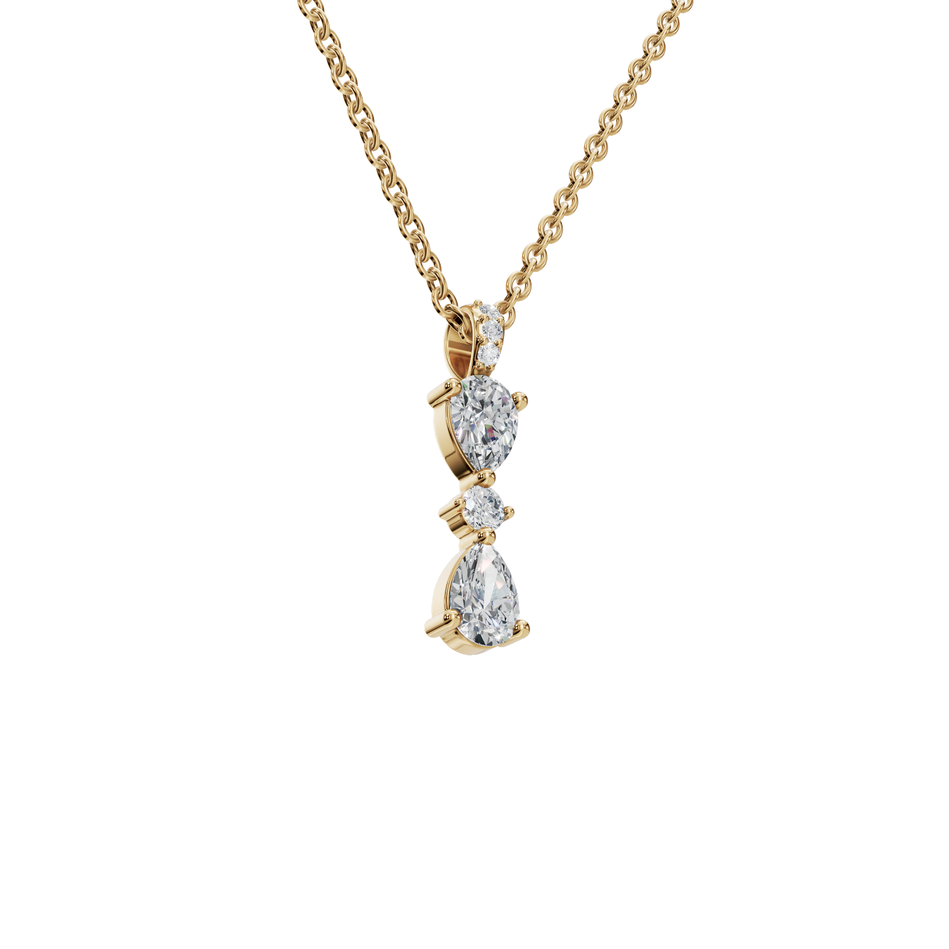 0.66 CTW Round & Pear Diamond Dangle Pendant Necklace