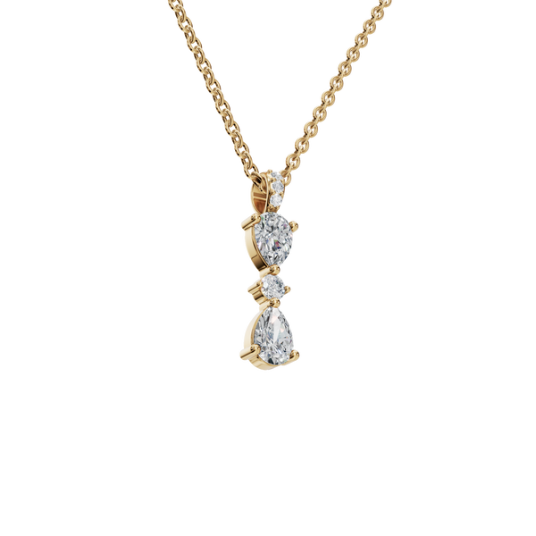 0.66 CTW Round & Pear Diamond Dangle Pendant Necklace
