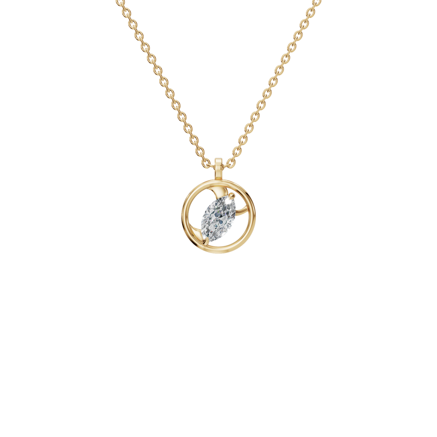 0.42 CTW Marquise Diamond Circle Pendant Necklace | Modern Floating Design
