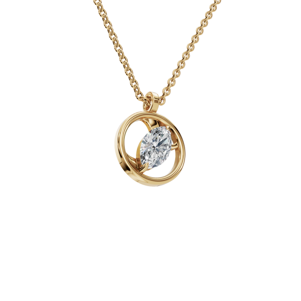 0.42 CTW Marquise Diamond Circle Pendant Necklace | Modern Floating Design