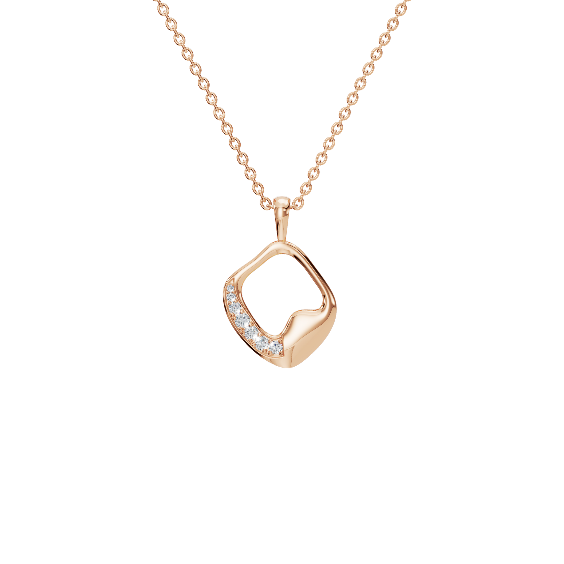 Graceful Golden Wave Lab Grown Diamond Pendant Necklace