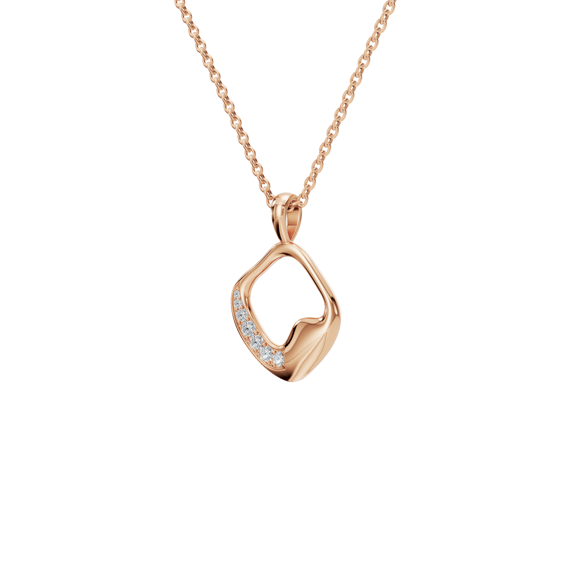Graceful Golden Wave Lab Grown Diamond Pendant Necklace