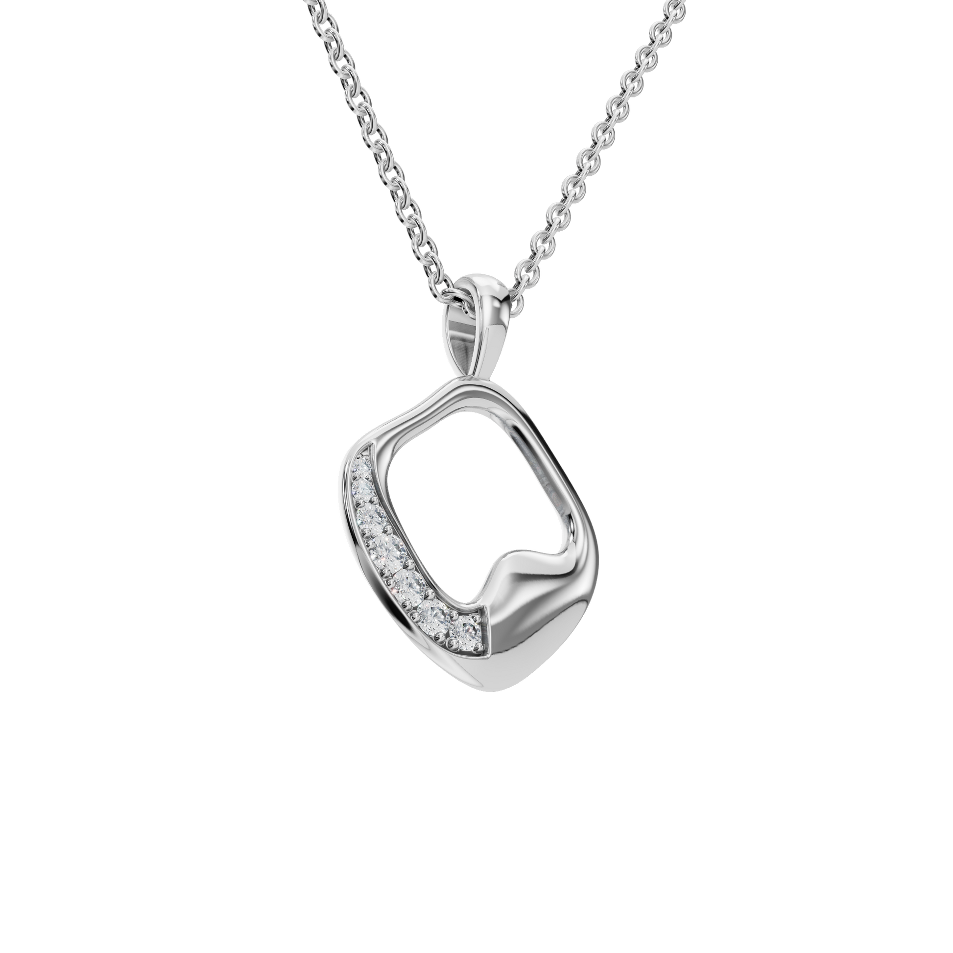 Graceful Golden Wave Lab Grown Diamond Pendant Necklace