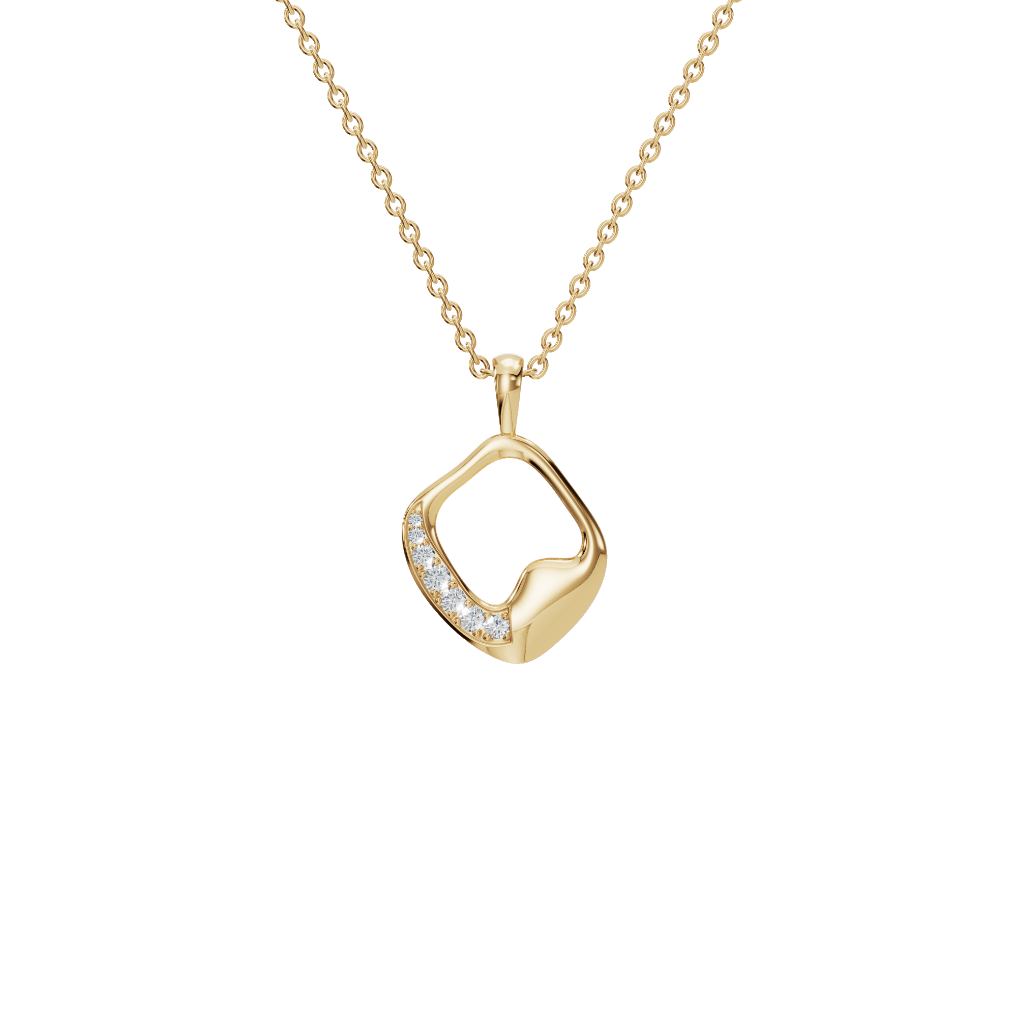 Graceful Golden Wave Lab Grown Diamond Pendant Necklace