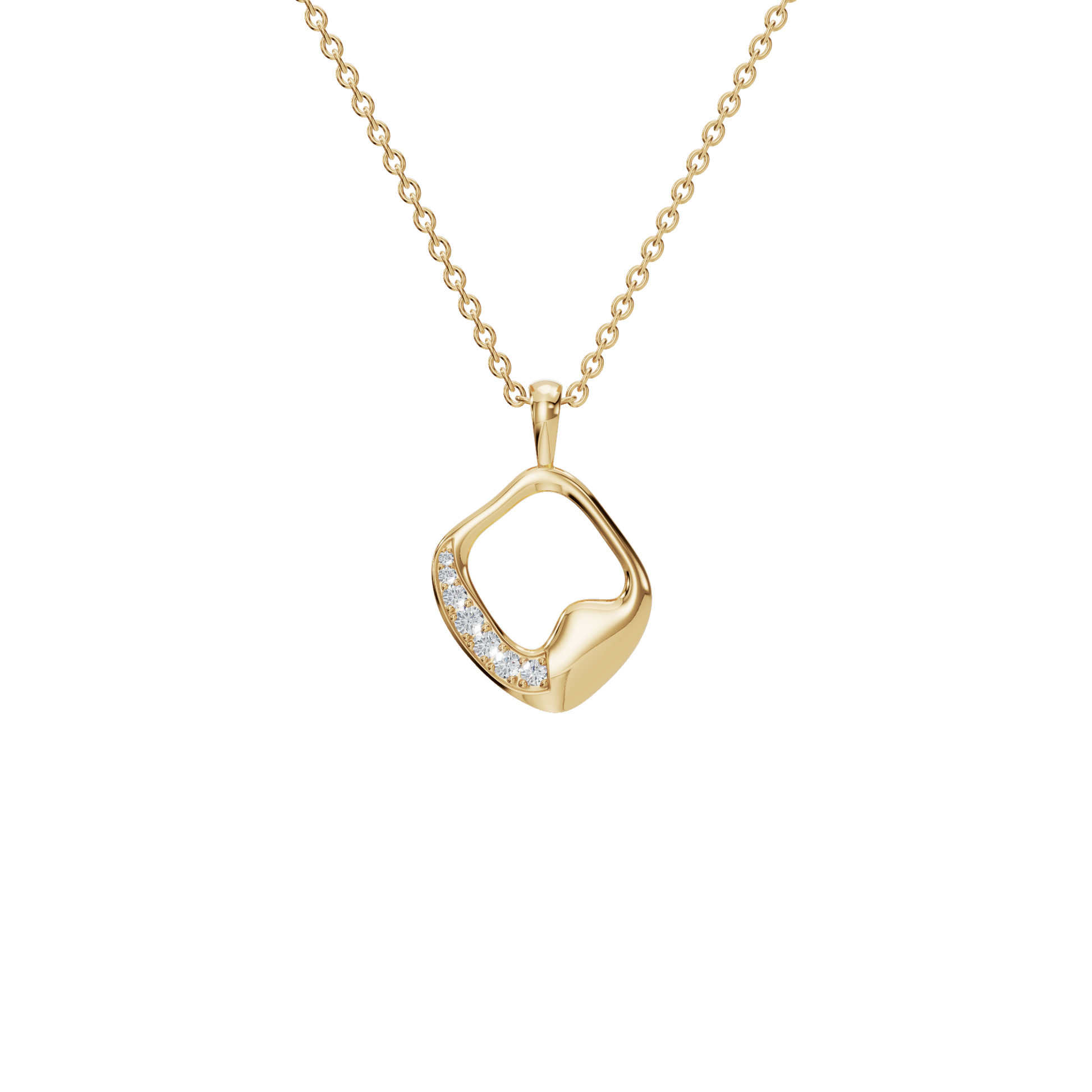 Graceful Golden Wave Lab Grown Diamond Pendant Necklace