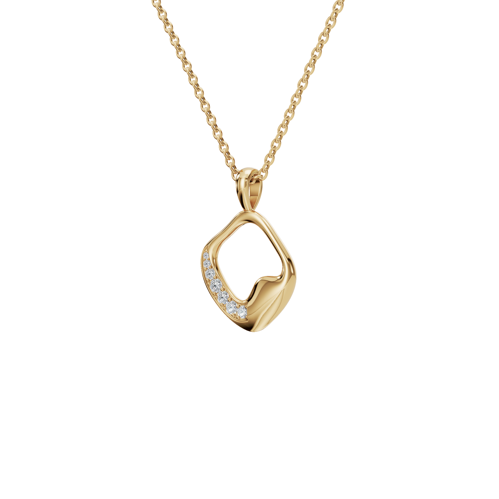 Graceful Golden Wave Lab Grown Diamond Pendant Necklace